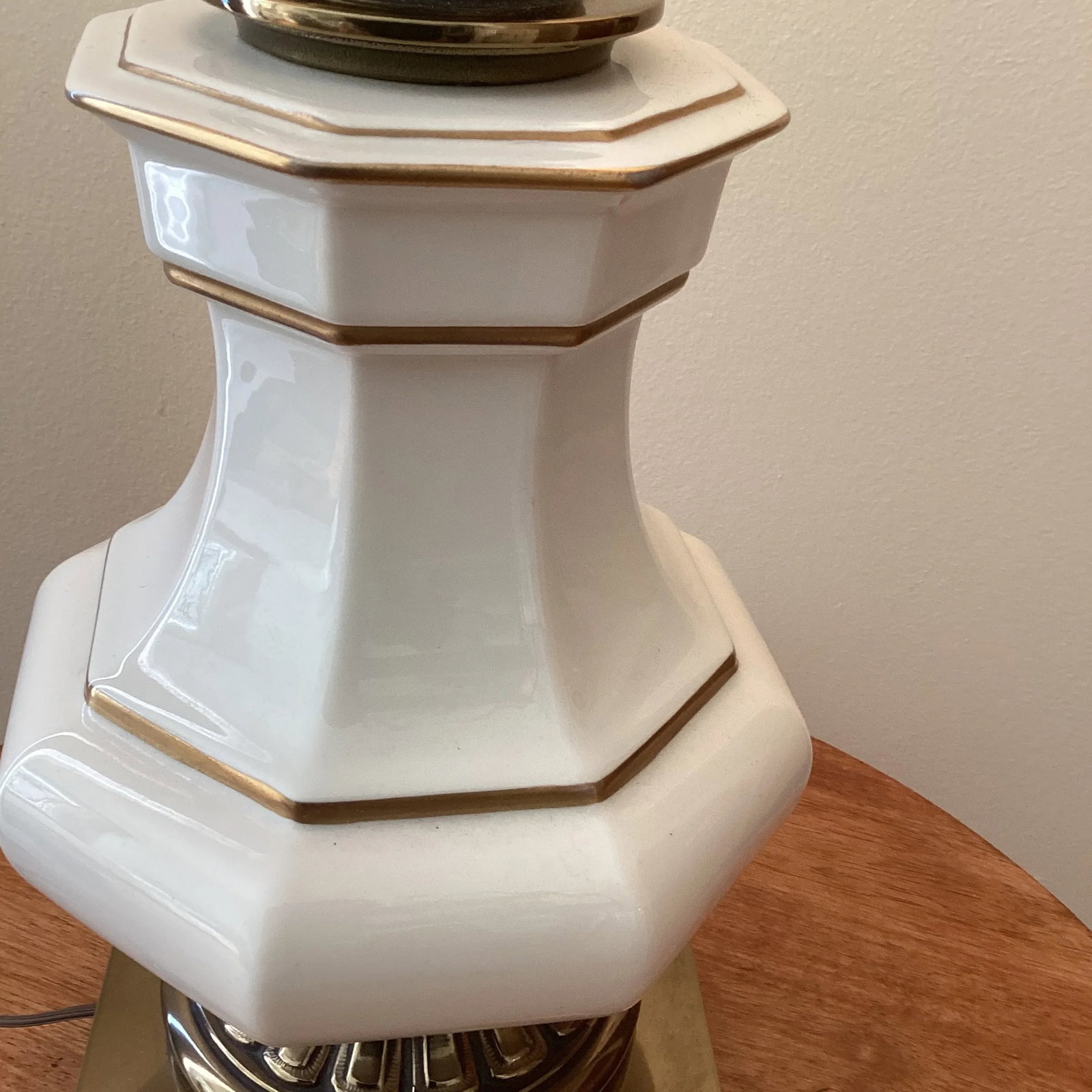 Vintage Stiffel Solid Brass & Bronze Ceramic Porcelain Lamp With Base - 10