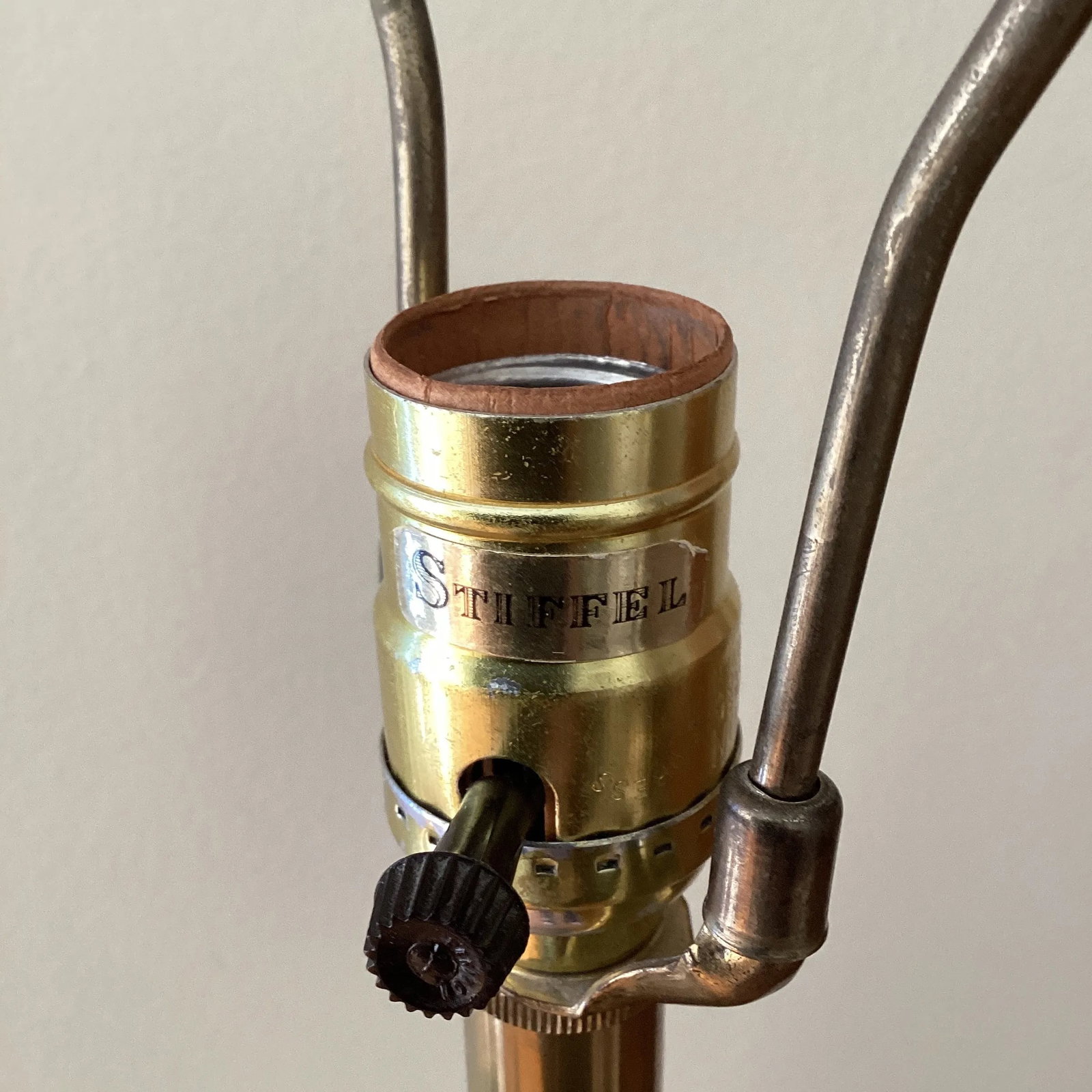 Vintage Stiffel Solid Brass & Bronze Ceramic Porcelain Lamp With Base - 12