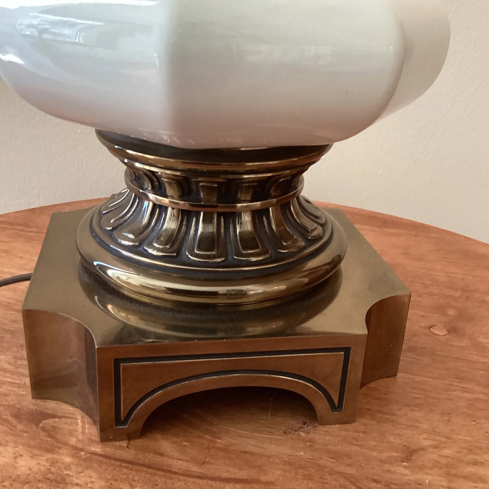 Vintage Stiffel Solid Brass & Bronze Ceramic Porcelain Lamp With Base - 3