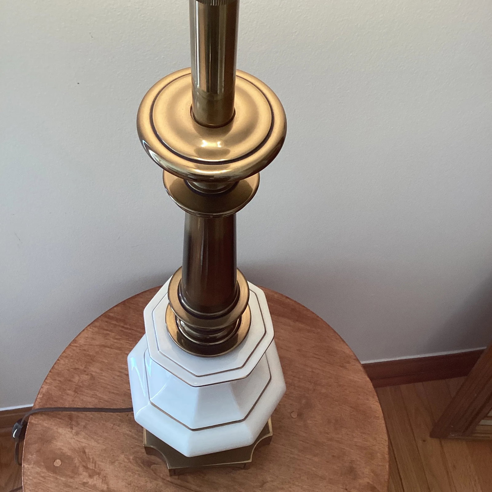Vintage Stiffel Solid Brass & Bronze Ceramic Porcelain Lamp With Base - 7