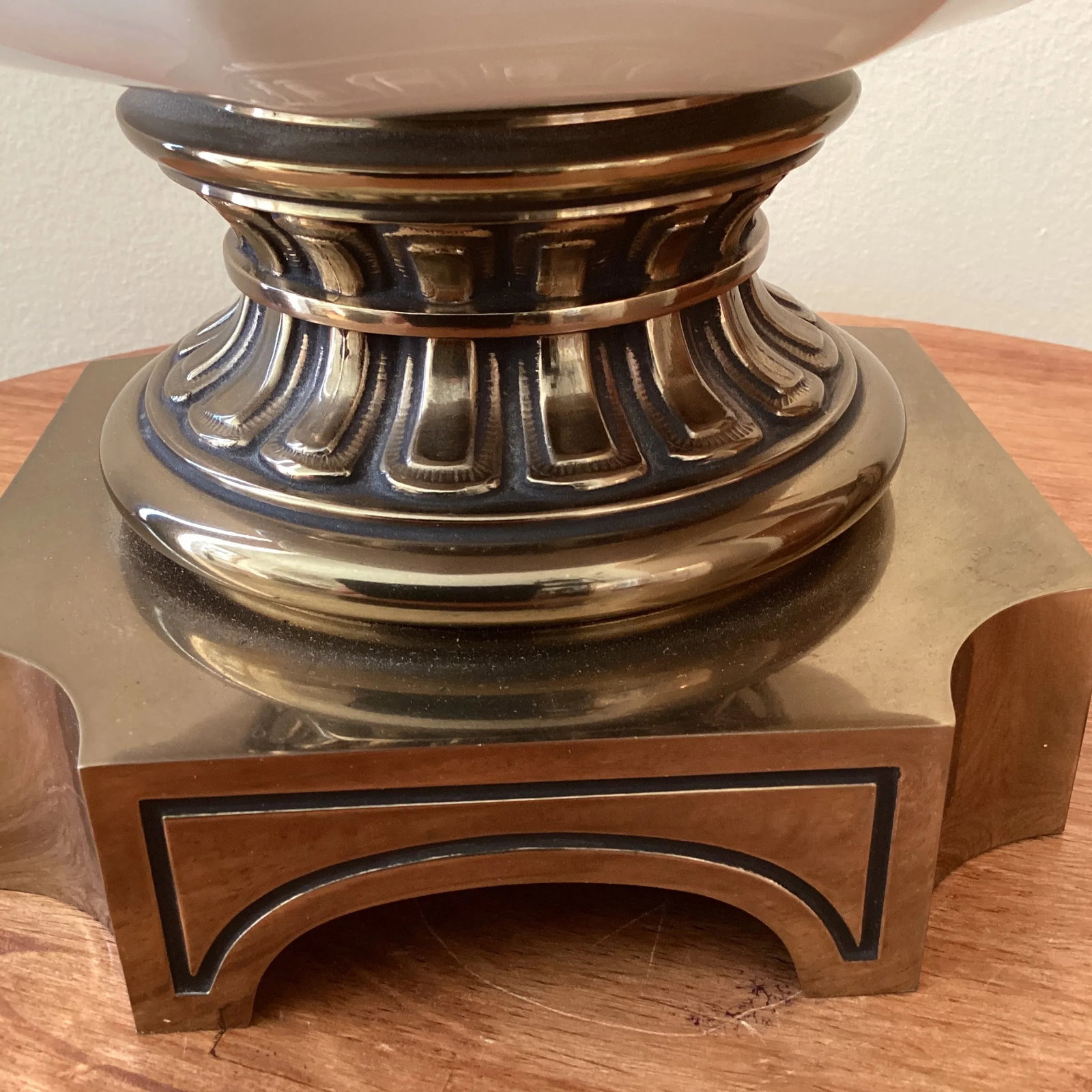 Vintage Stiffel Solid Brass & Bronze Ceramic Porcelain Lamp With Base - 8