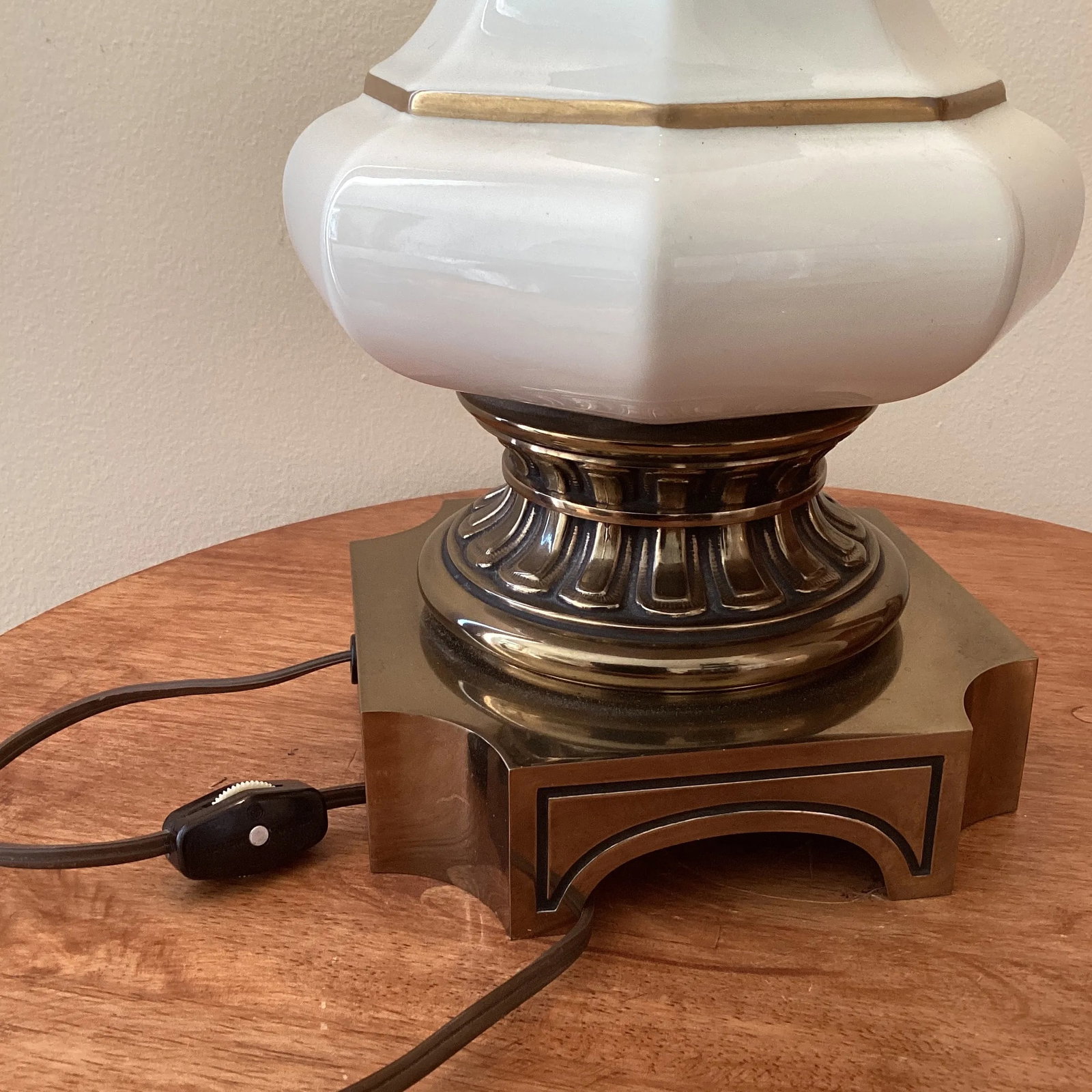 Vintage Stiffel Solid Brass & Bronze Ceramic Porcelain Lamp With Base - 9