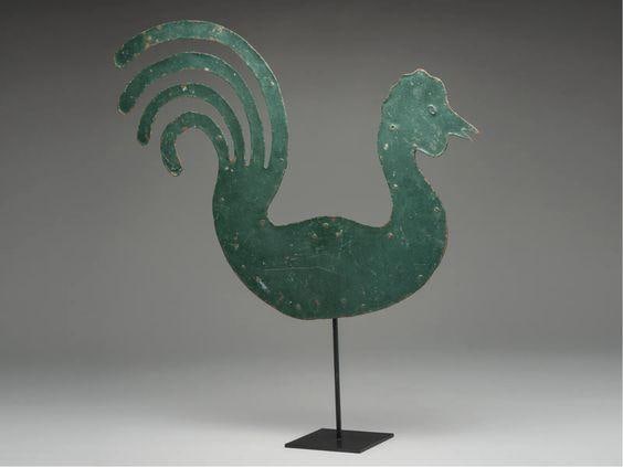 Antique 19th Century Cut Metal Rooster Weathervane on Stand - 2