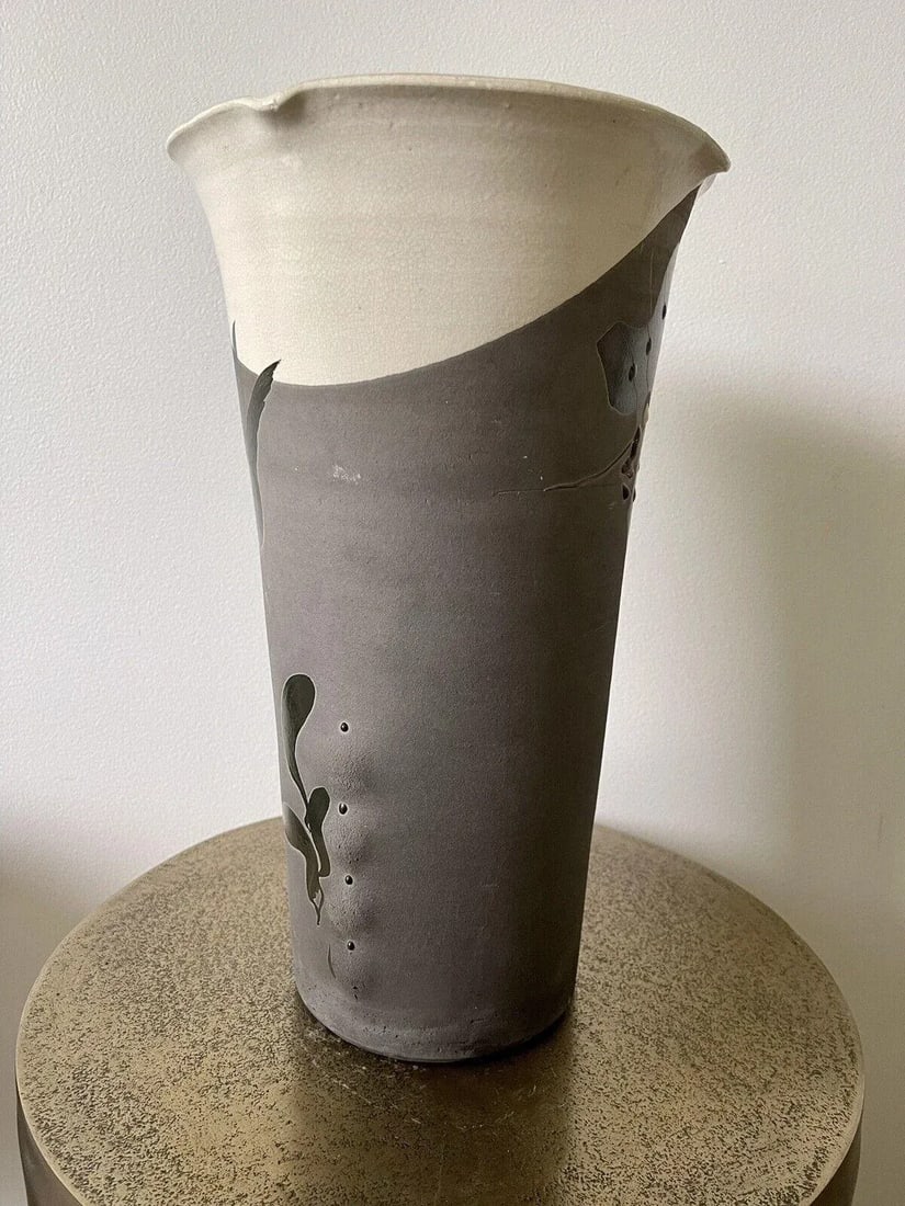 1980s Jamie Davis Studio Art Pottery 1980s Postmodern Raku Ceramic Vase - 3
