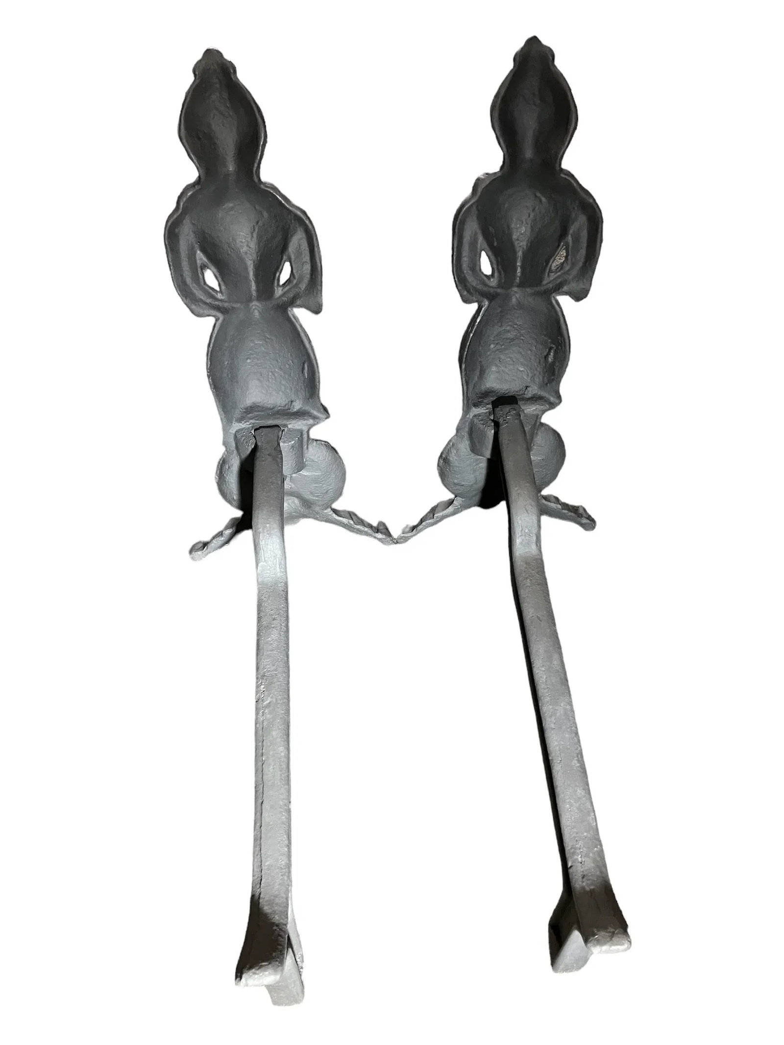 Antique Pair of Figural French Napolean III Period Black Cast Iron Fireplace Andirons, Circa 1860s - 5