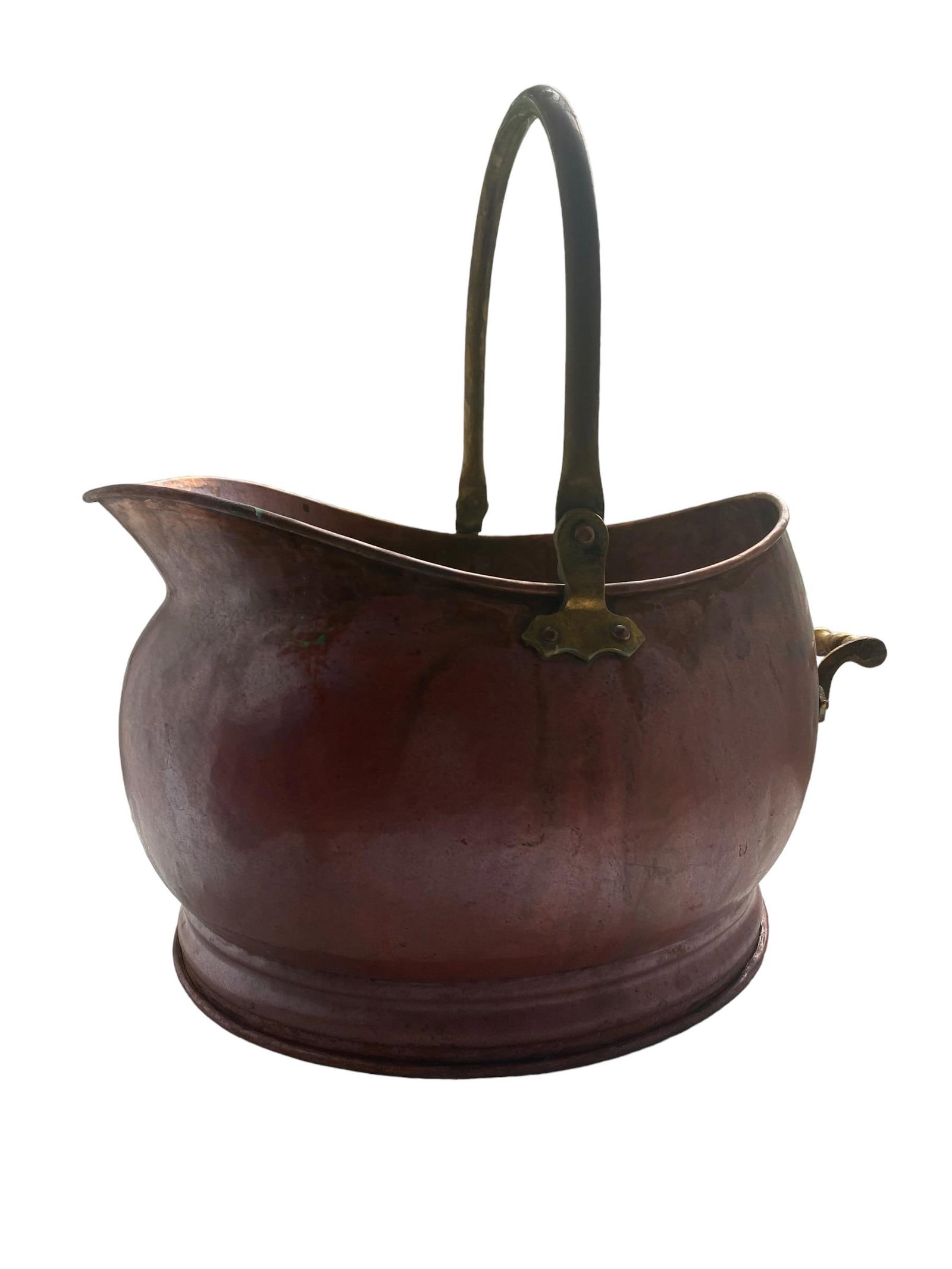 Large 19th Century Antique Copper Helmut Scuttle, Decorative Urn - 7