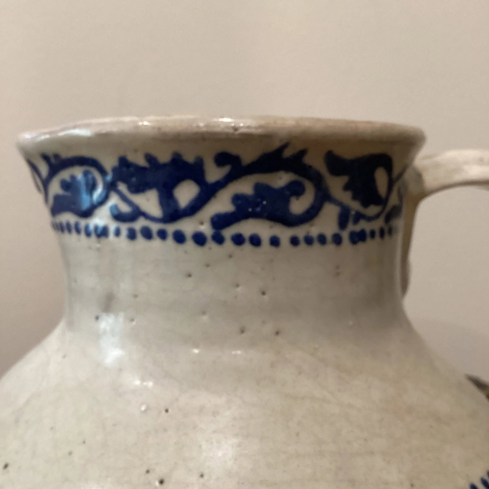19th Century Handmade & Hand-Painted Glazed Terracotta Pitcher - 6