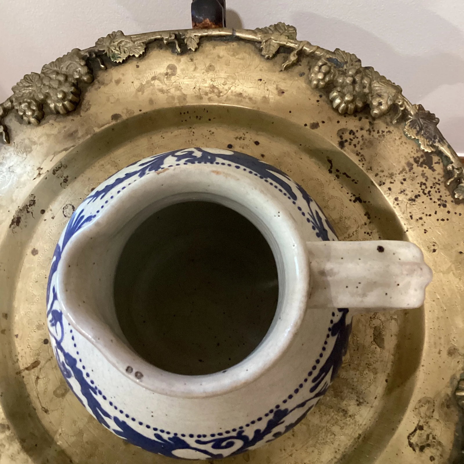 19th Century Handmade & Hand-Painted Glazed Terracotta Pitcher - 7
