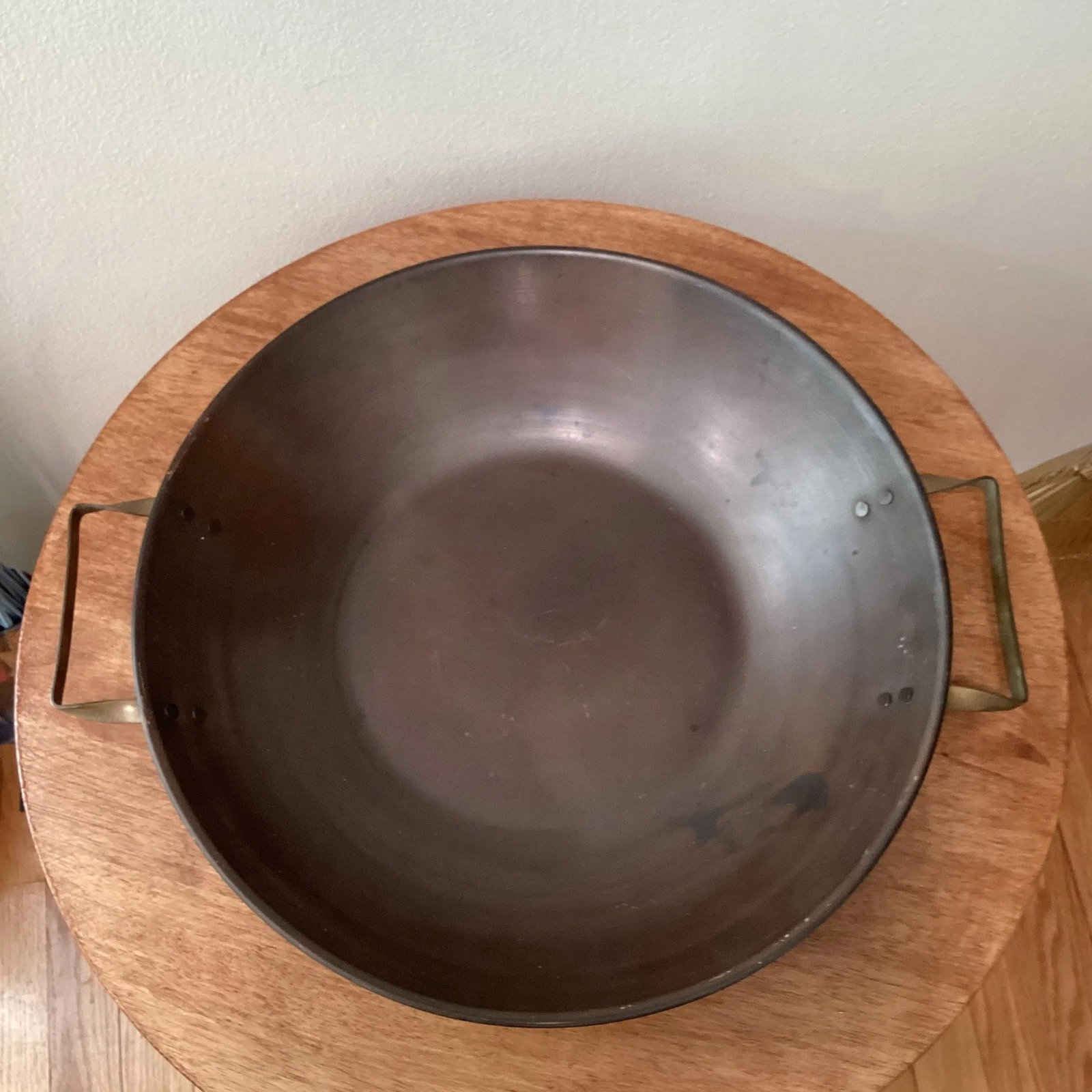Mid 20th Century Vintage Copper Wok With Handles Handmade 1975 - 3
