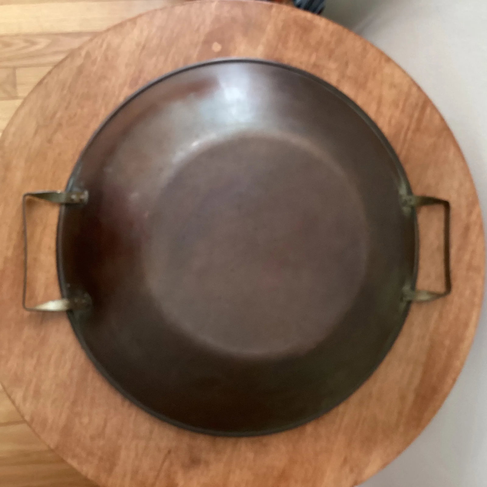 Mid 20th Century Vintage Copper Wok With Handles Handmade 1975 - 4