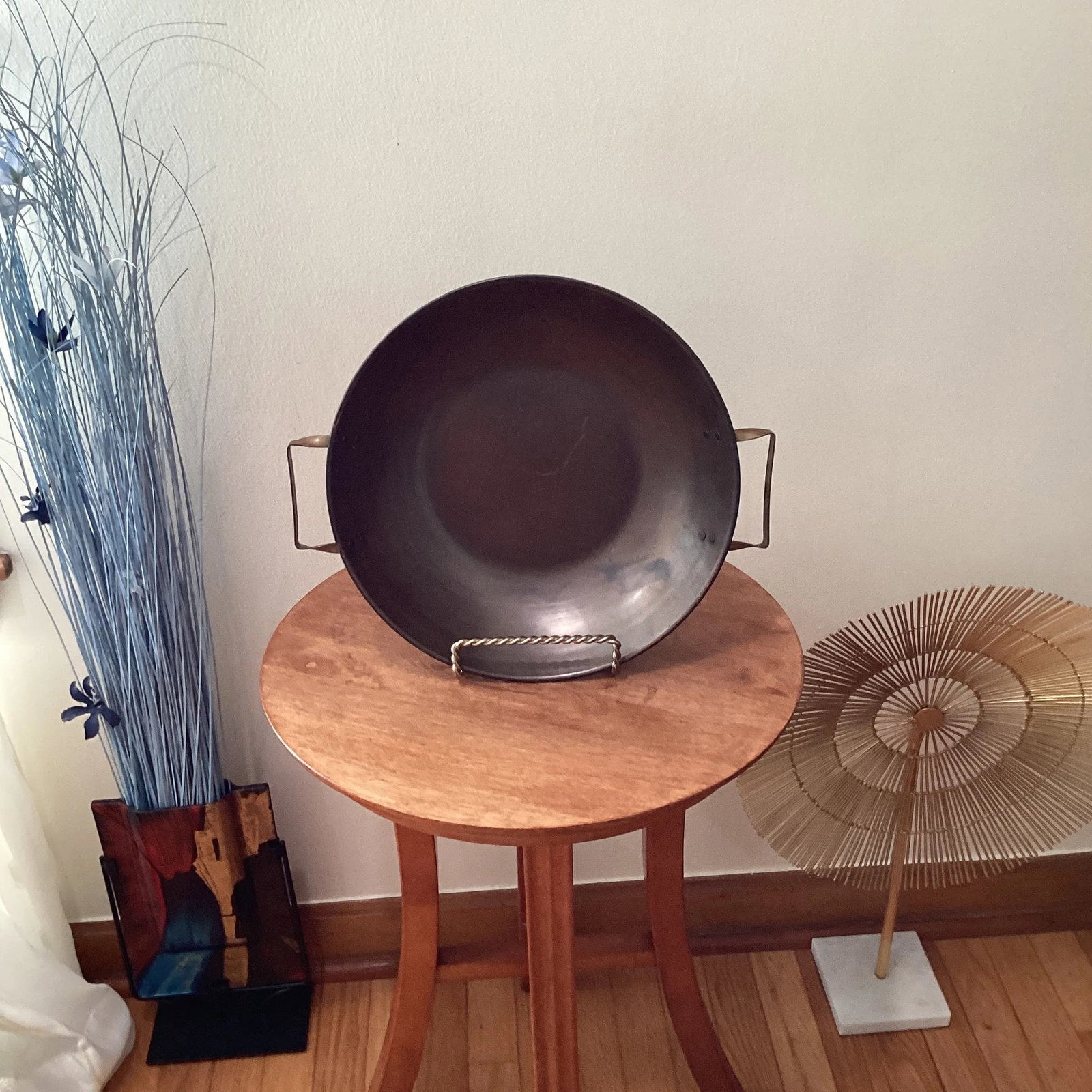 Mid 20th Century Vintage Copper Wok With Handles Handmade 1975 - 8