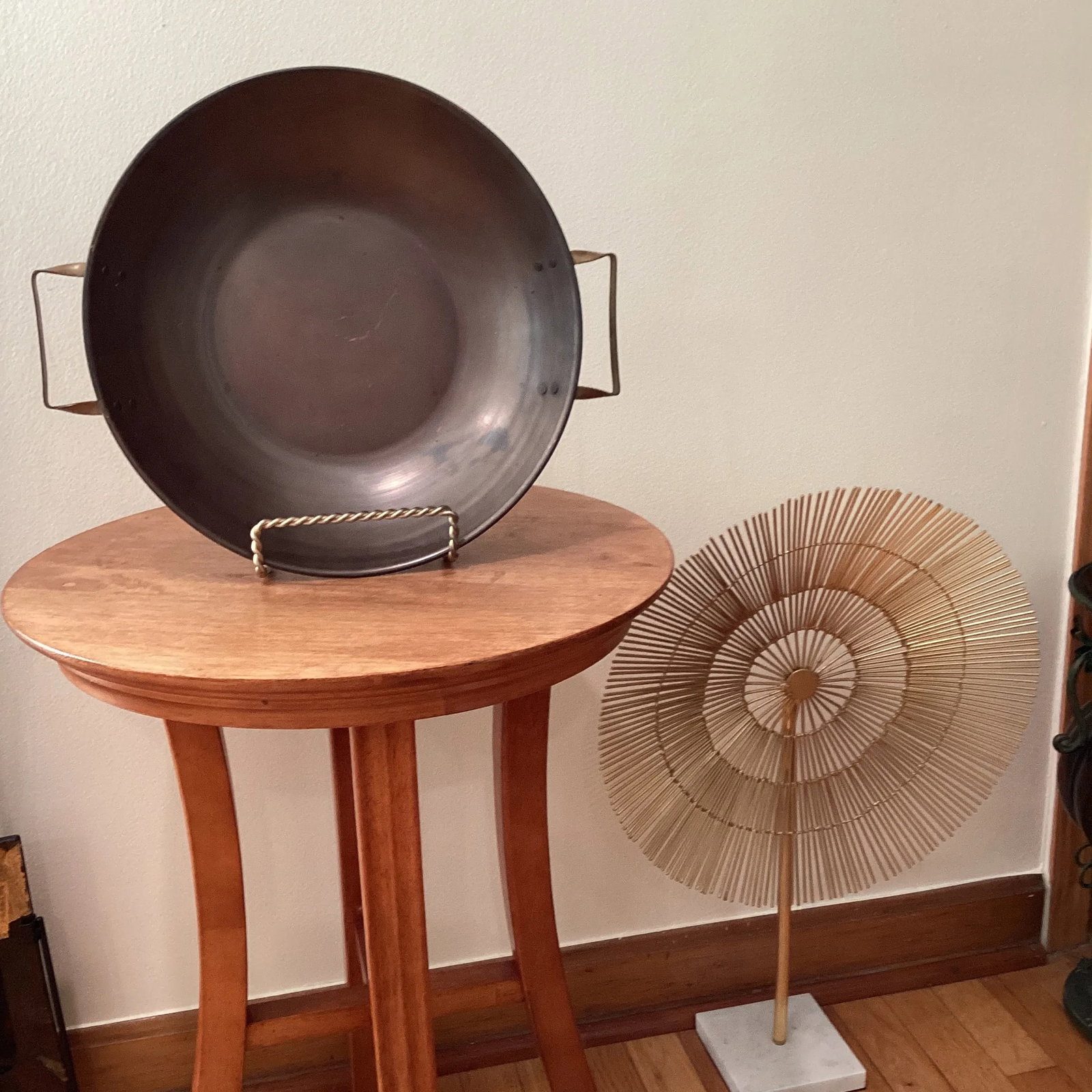 Mid 20th Century Vintage Copper Wok With Handles Handmade 1975 - 9