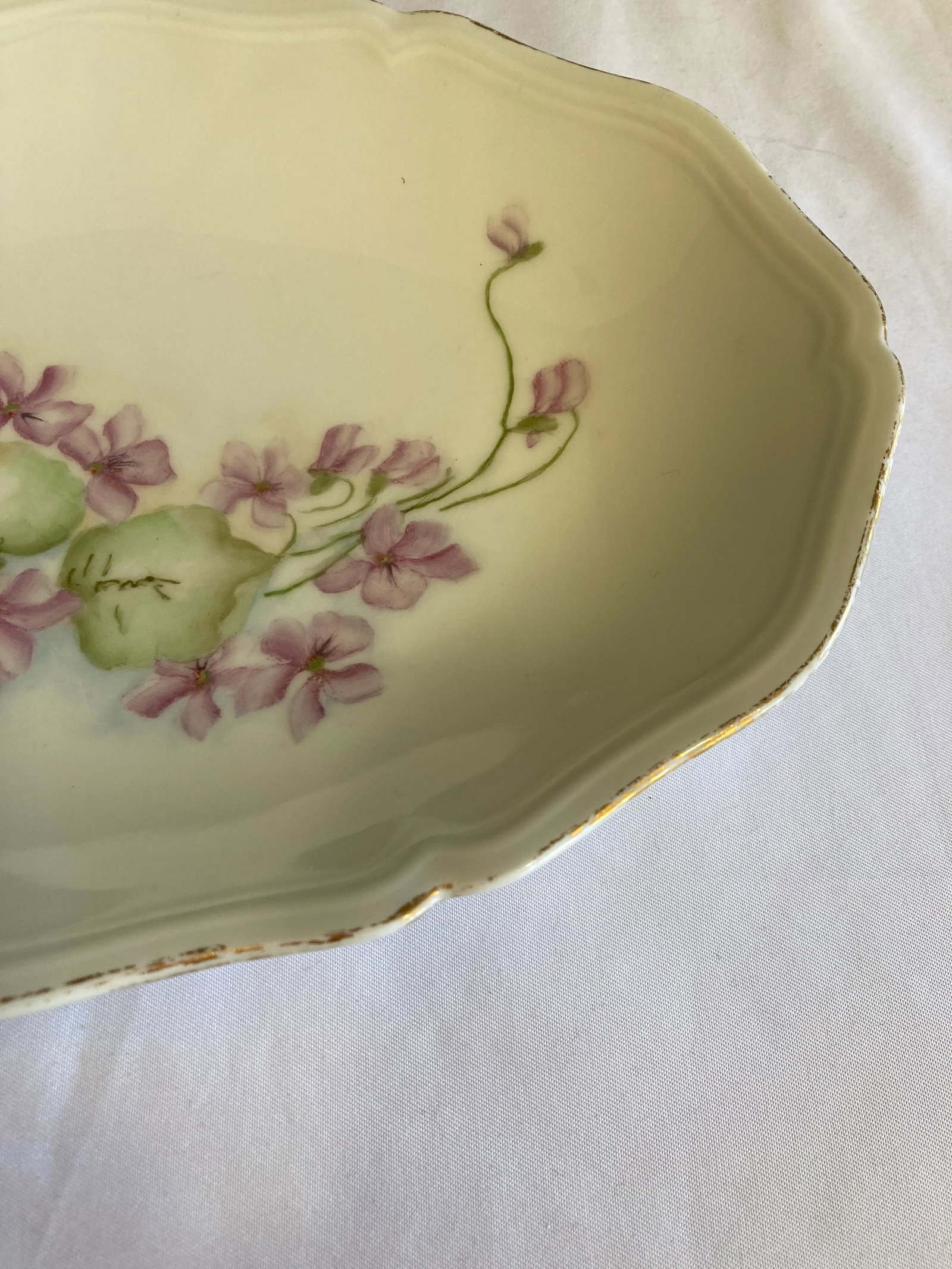 1940s Limoges Porcelain Purple Floral Dish - 3