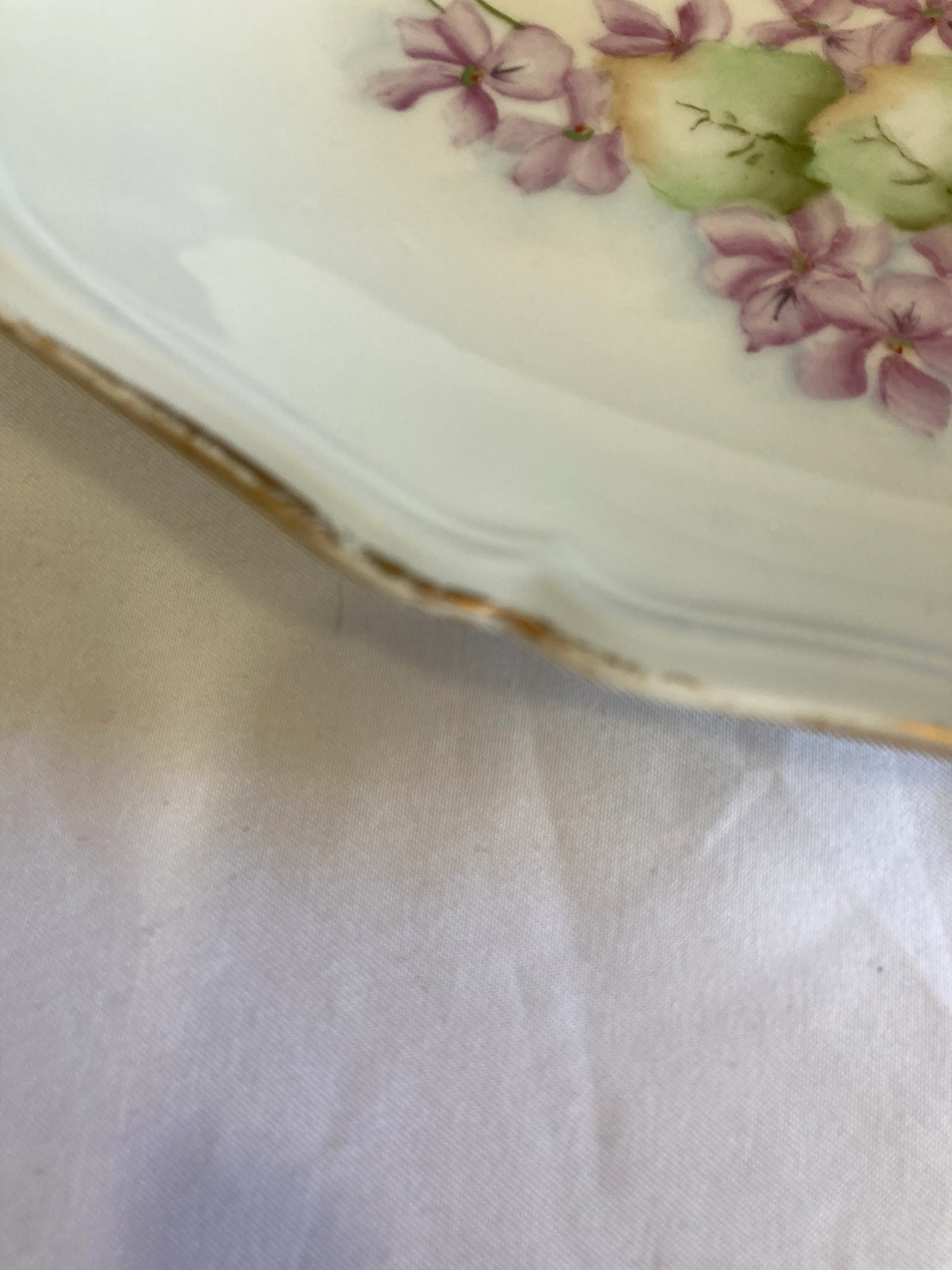 1940s Limoges Porcelain Purple Floral Dish - 5