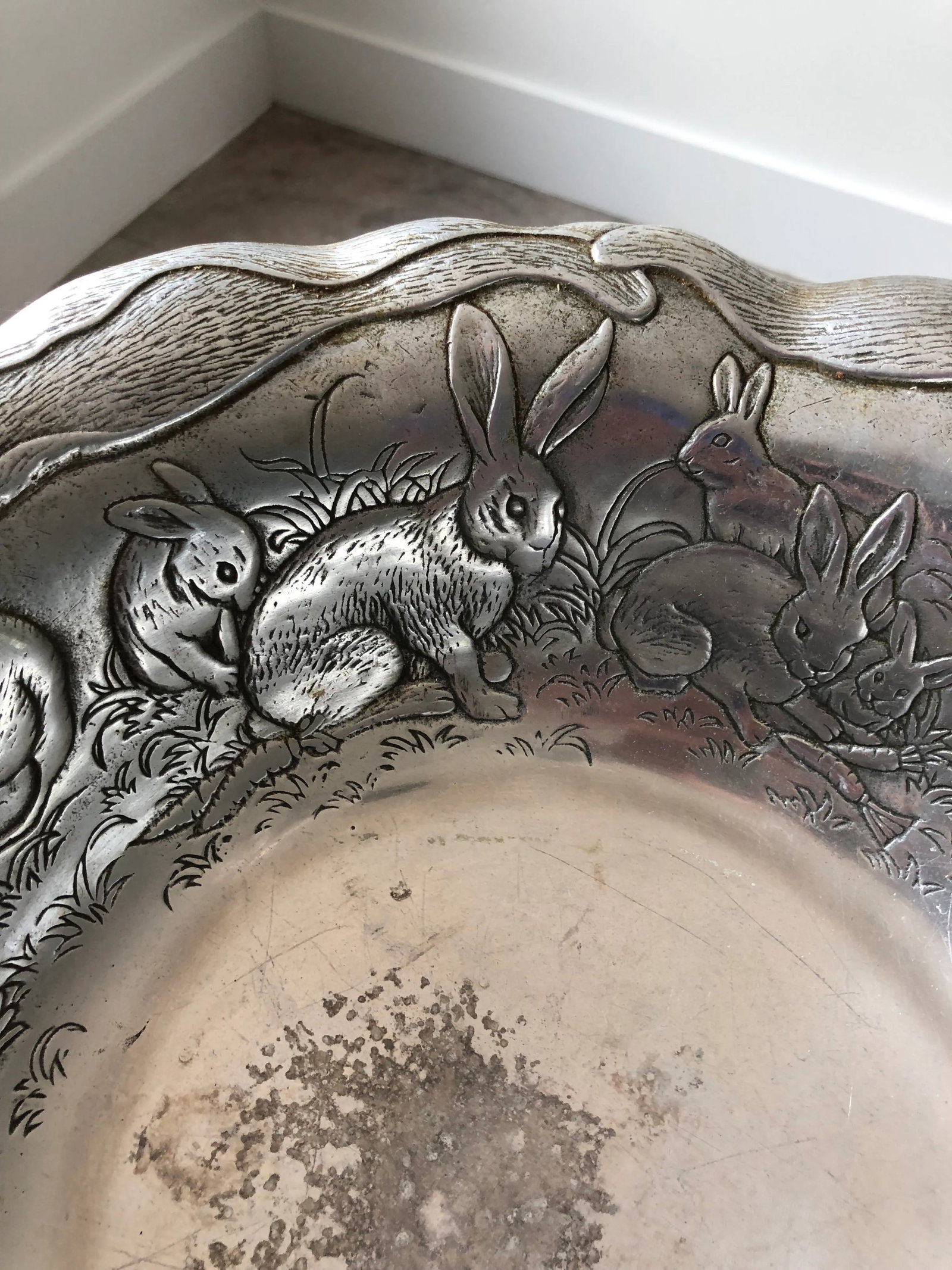 1980s Vintage Arthur Court Aluminum Bunny Rabbit Serving Bowl - 3