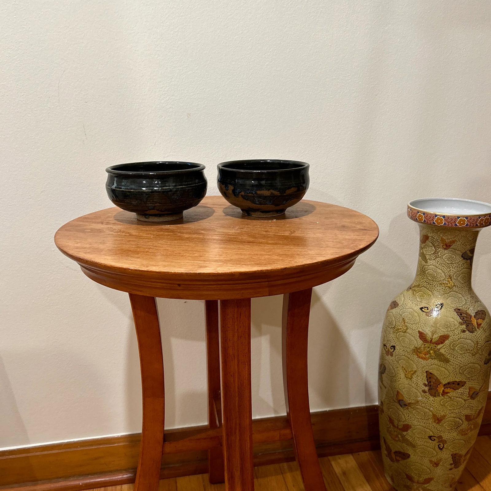 Vintage Chawan Japanese Tea Ceremony Bowls Stoneware Raku Glaze, Signed- Set of 2 - 11