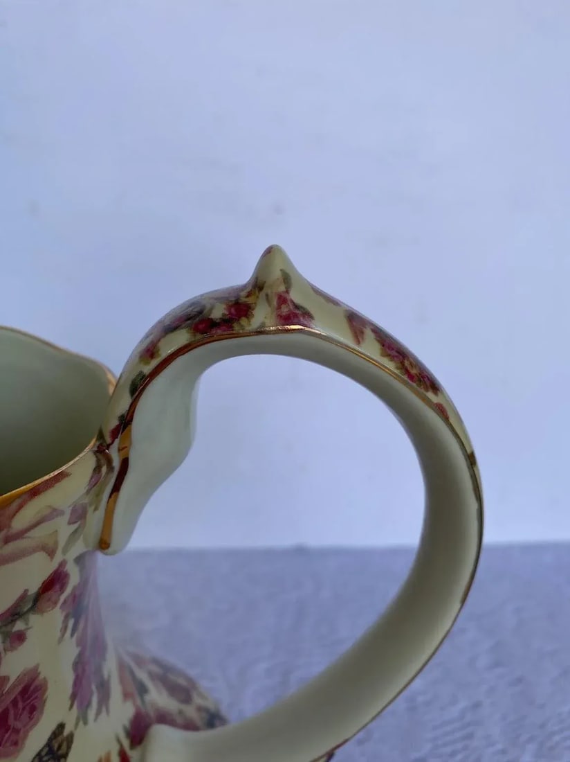 Vintage Baum Brothers Formalities "Cherub Chintz Collection" Pitcher with Pink, Yellow & Red Roses, - 3