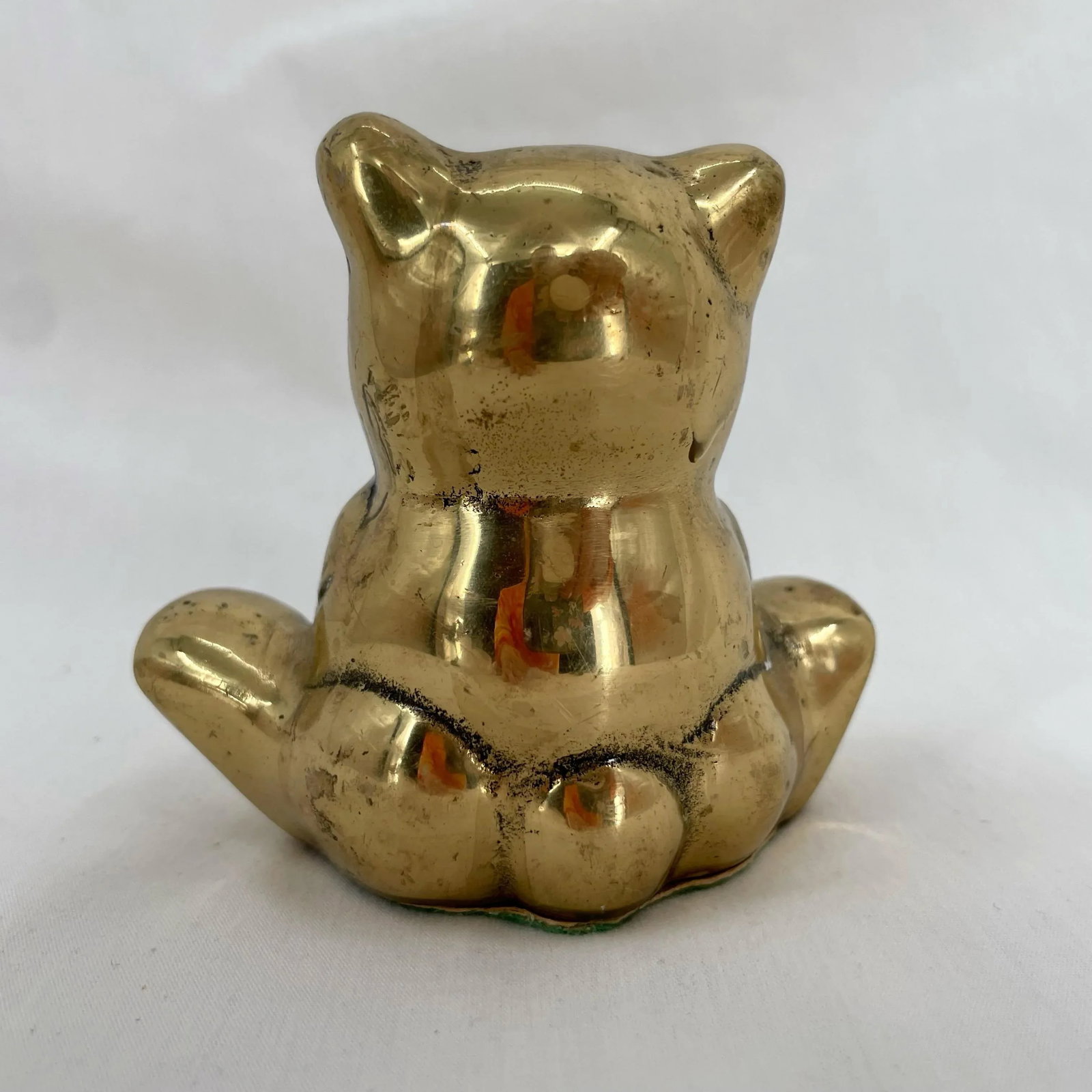 Vintage Brass Happy Panda Bear Paw to Mouth Eating Figurine - 4