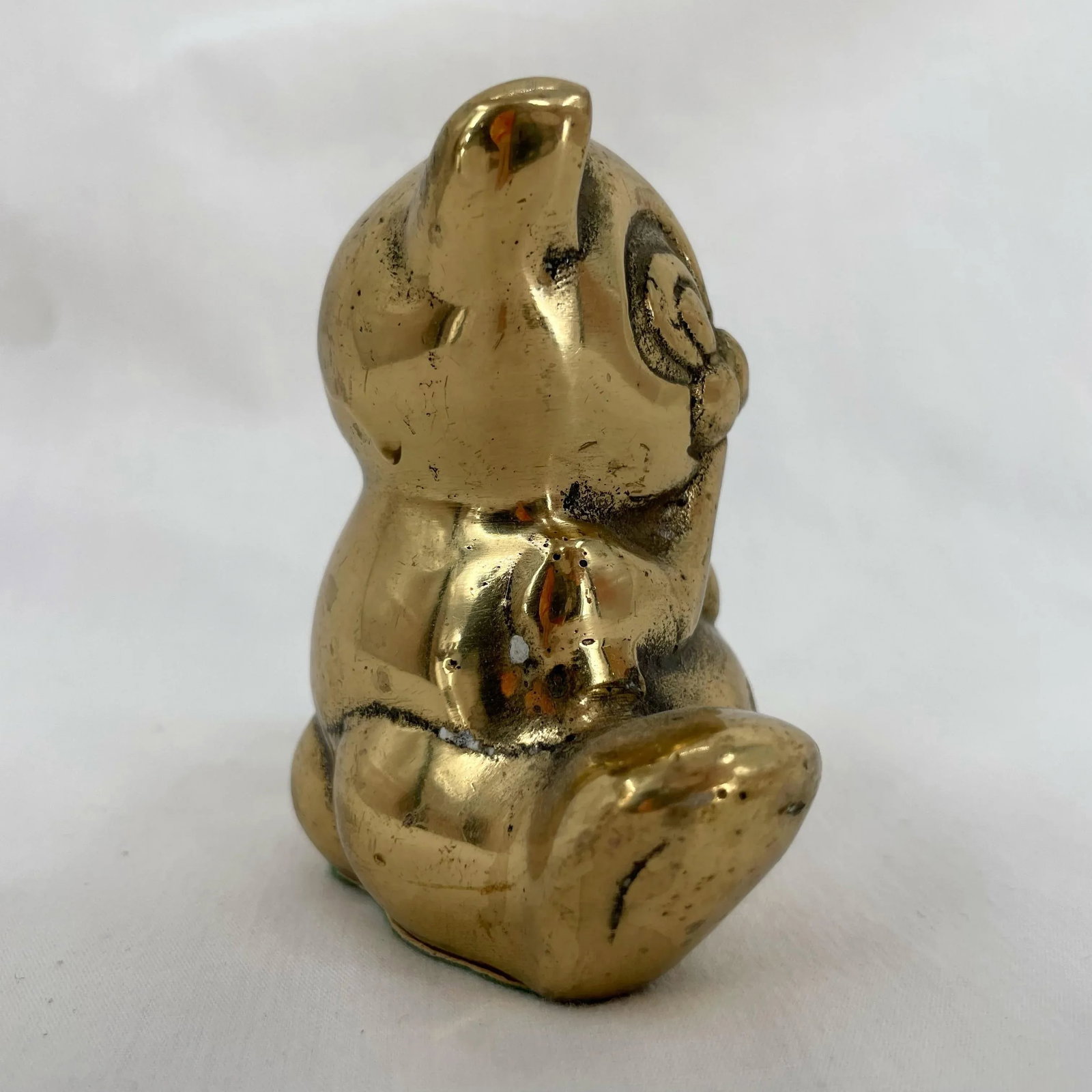 Vintage Brass Happy Panda Bear Paw to Mouth Eating Figurine - 5