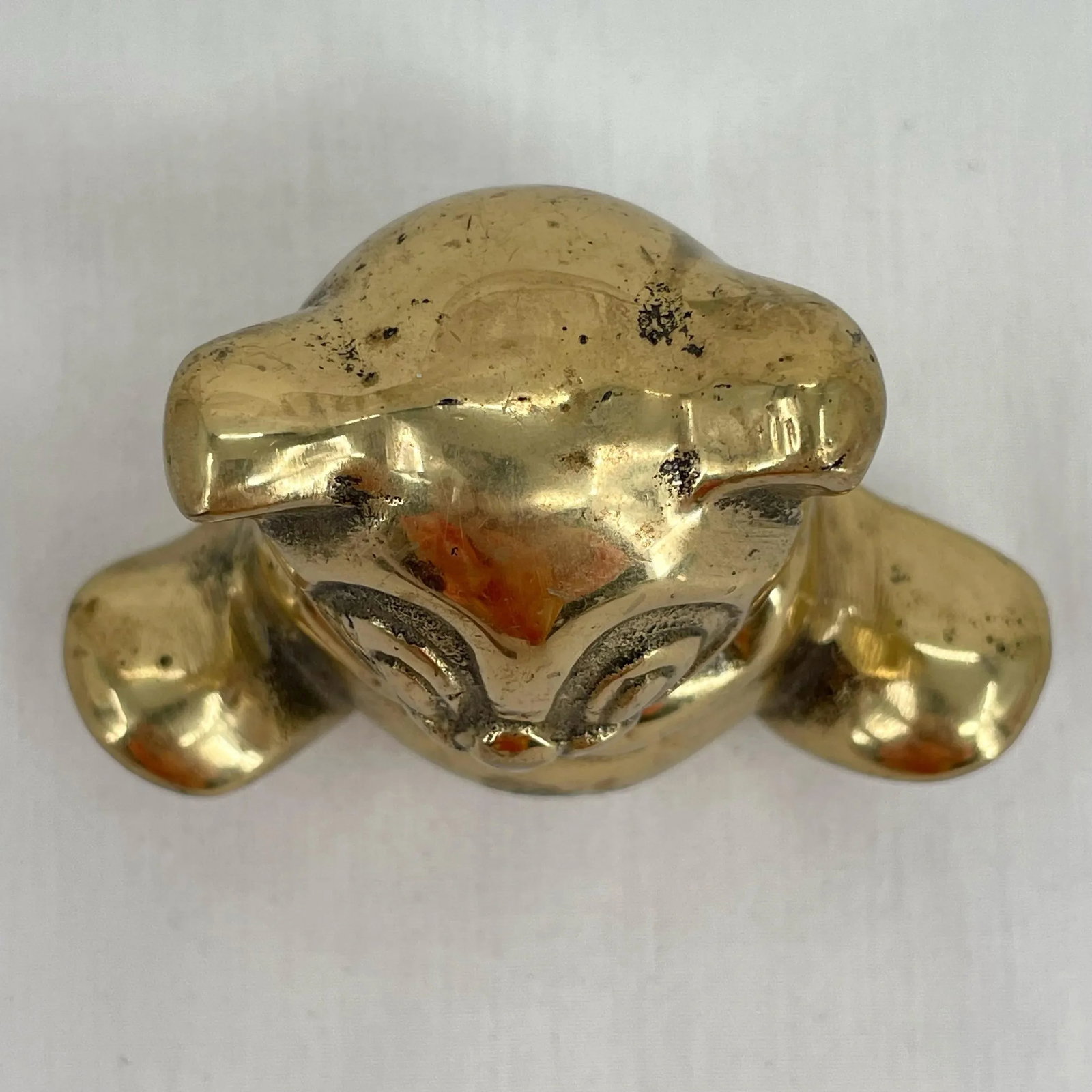 Vintage Brass Happy Panda Bear Paw to Mouth Eating Figurine - 7