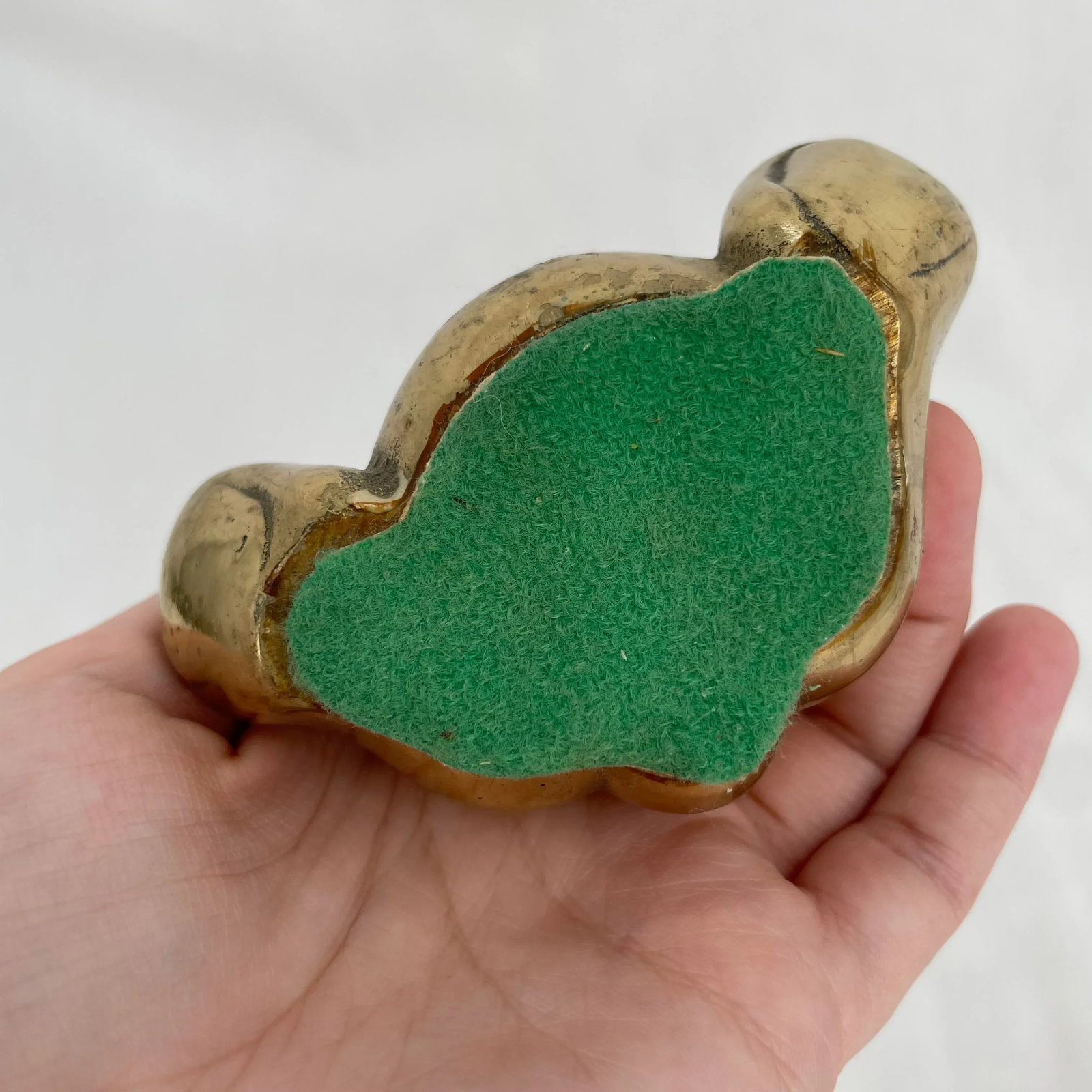 Vintage Brass Happy Panda Bear Paw to Mouth Eating Figurine - 8