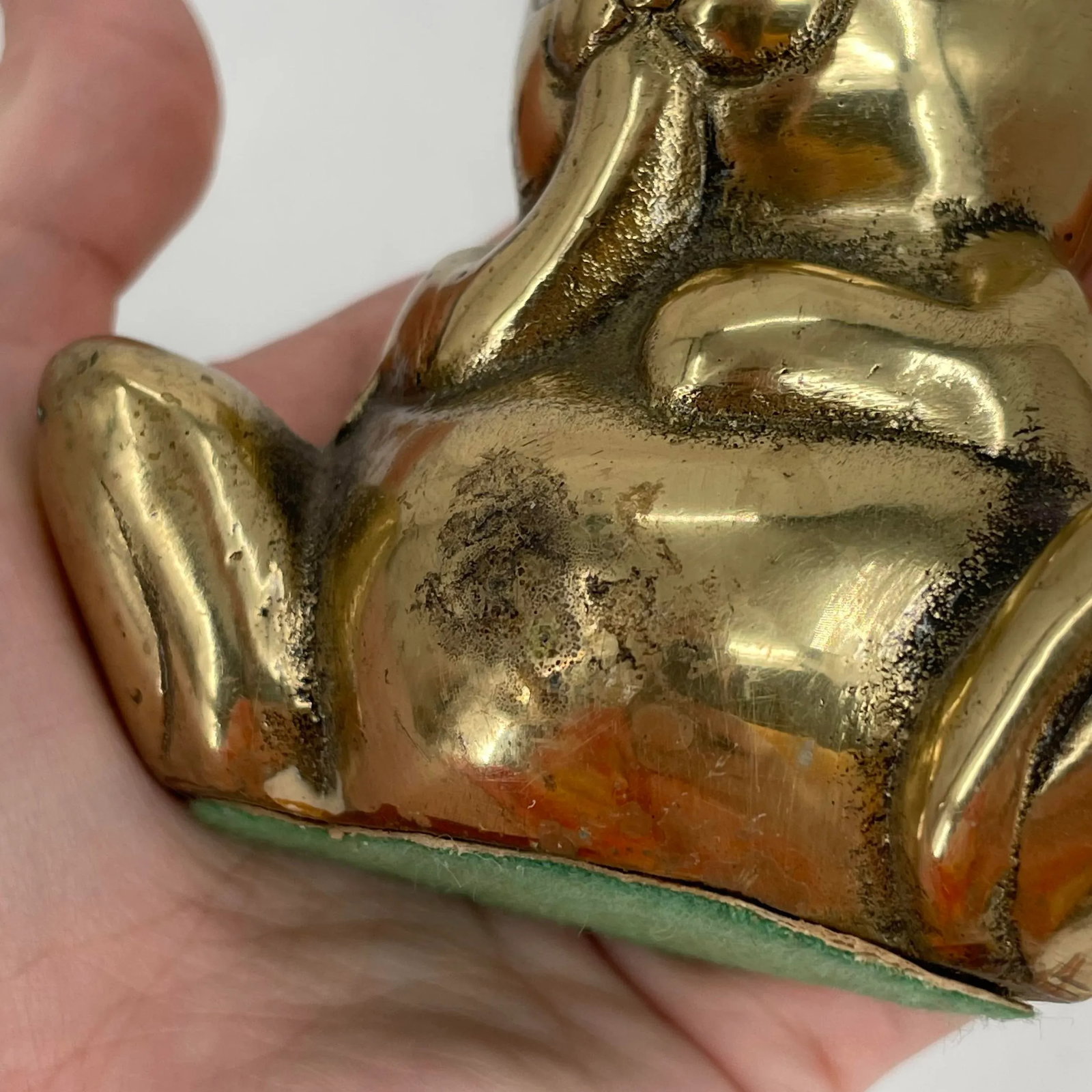 Vintage Brass Happy Panda Bear Paw to Mouth Eating Figurine - 9