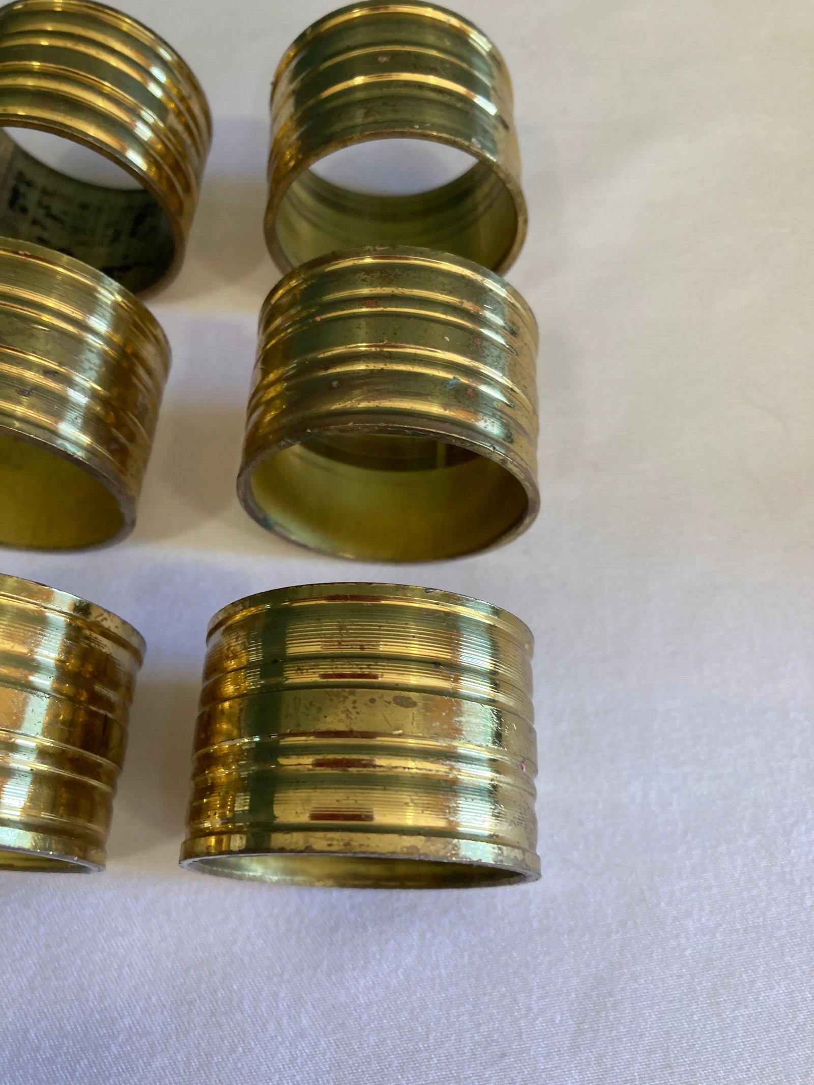 1960's Solid Brass Napkin Rings- Set of 6 - 3