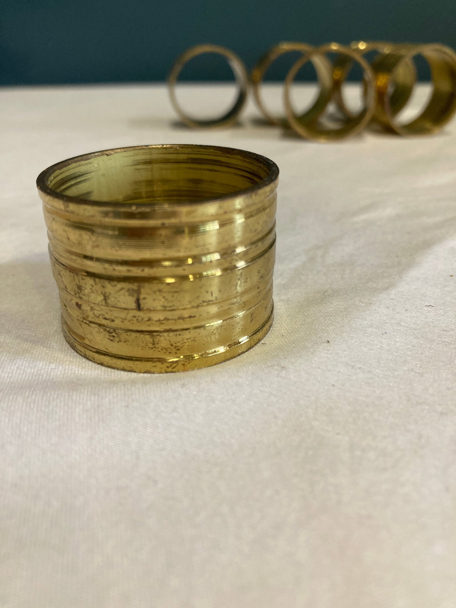 1960's Solid Brass Napkin Rings- Set of 6 - 6