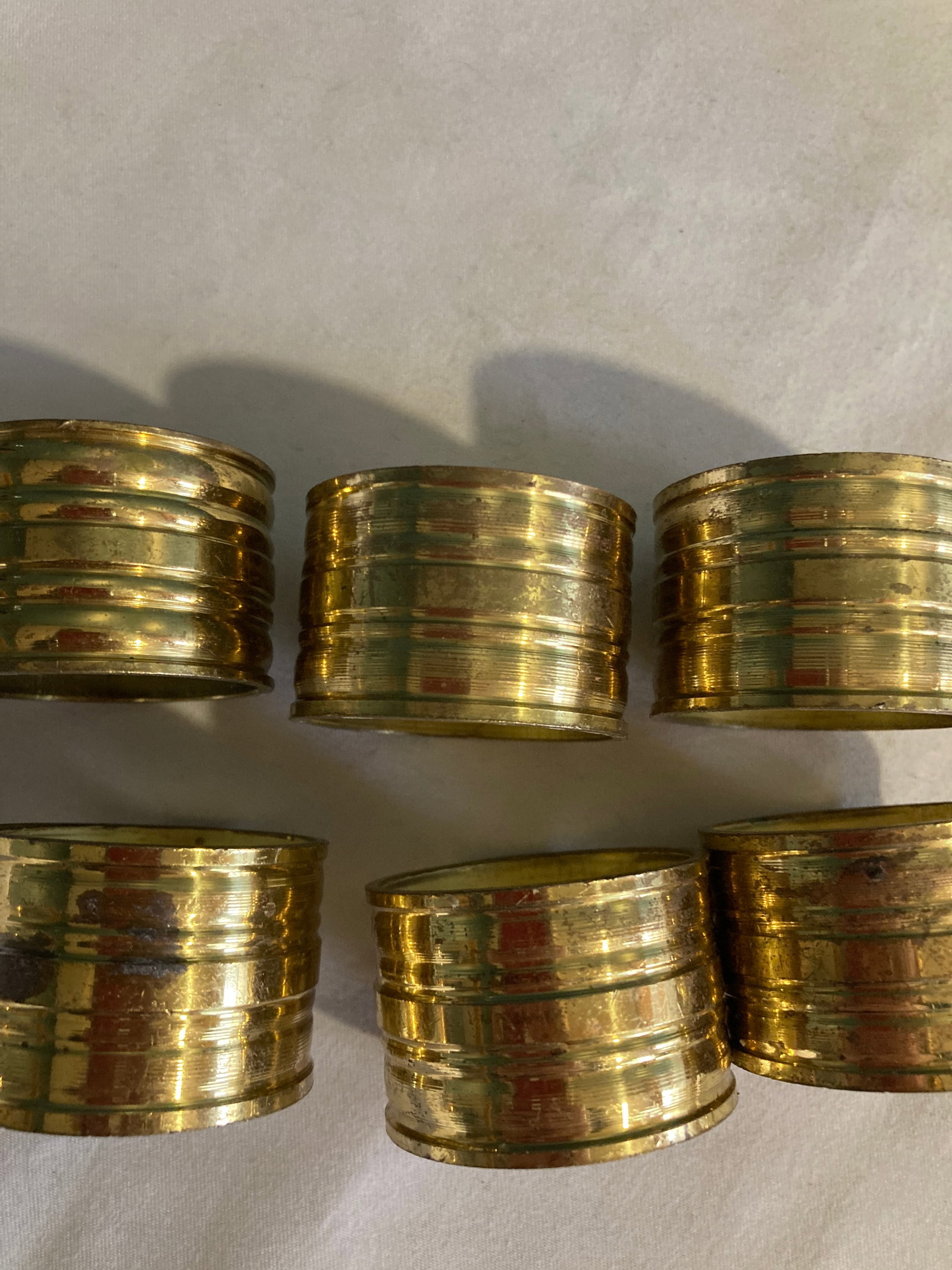 1960's Solid Brass Napkin Rings- Set of 6 - 8