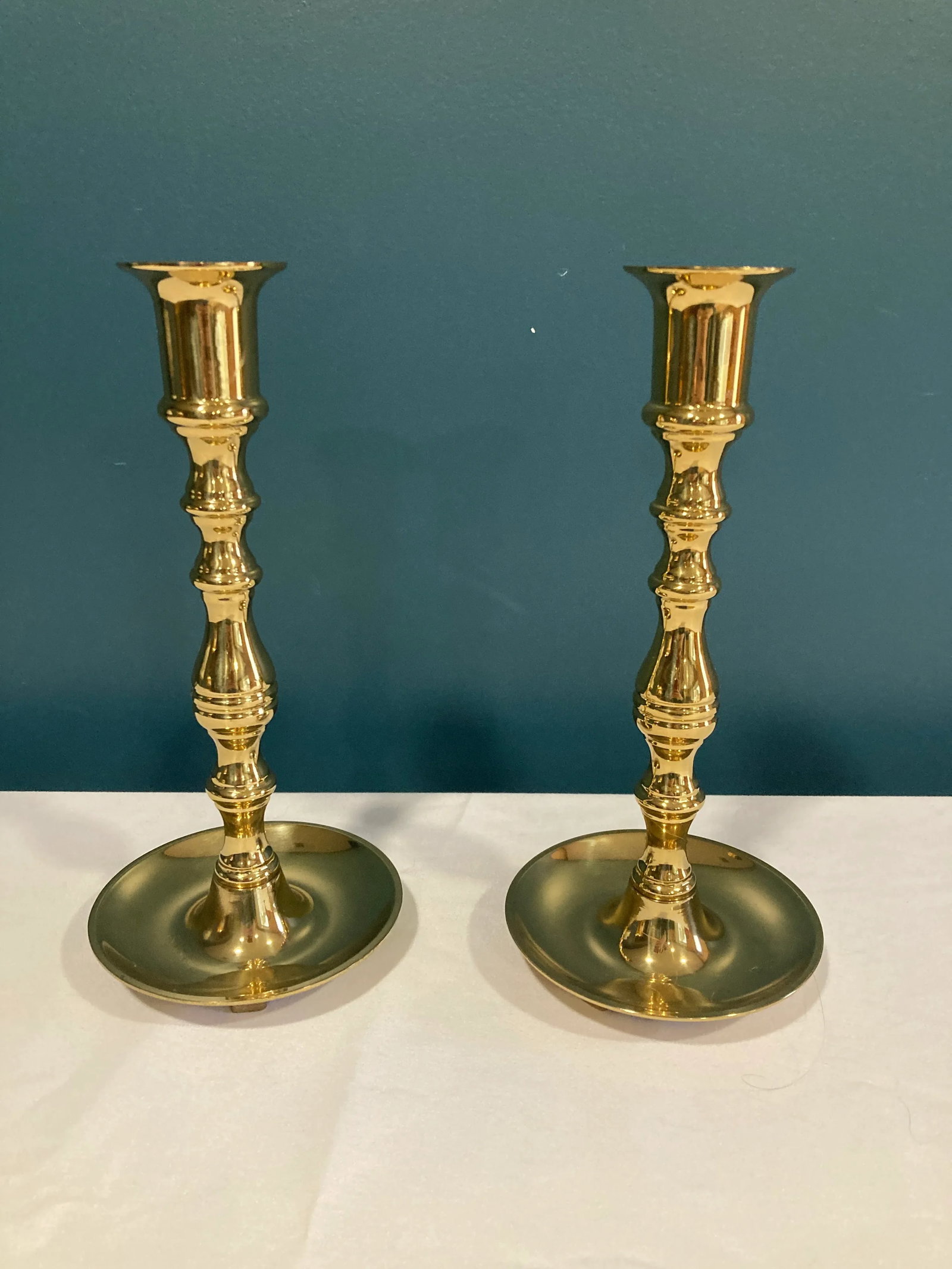 Vintage Brass Portuguese Candlesticks , Set of 2 - 2