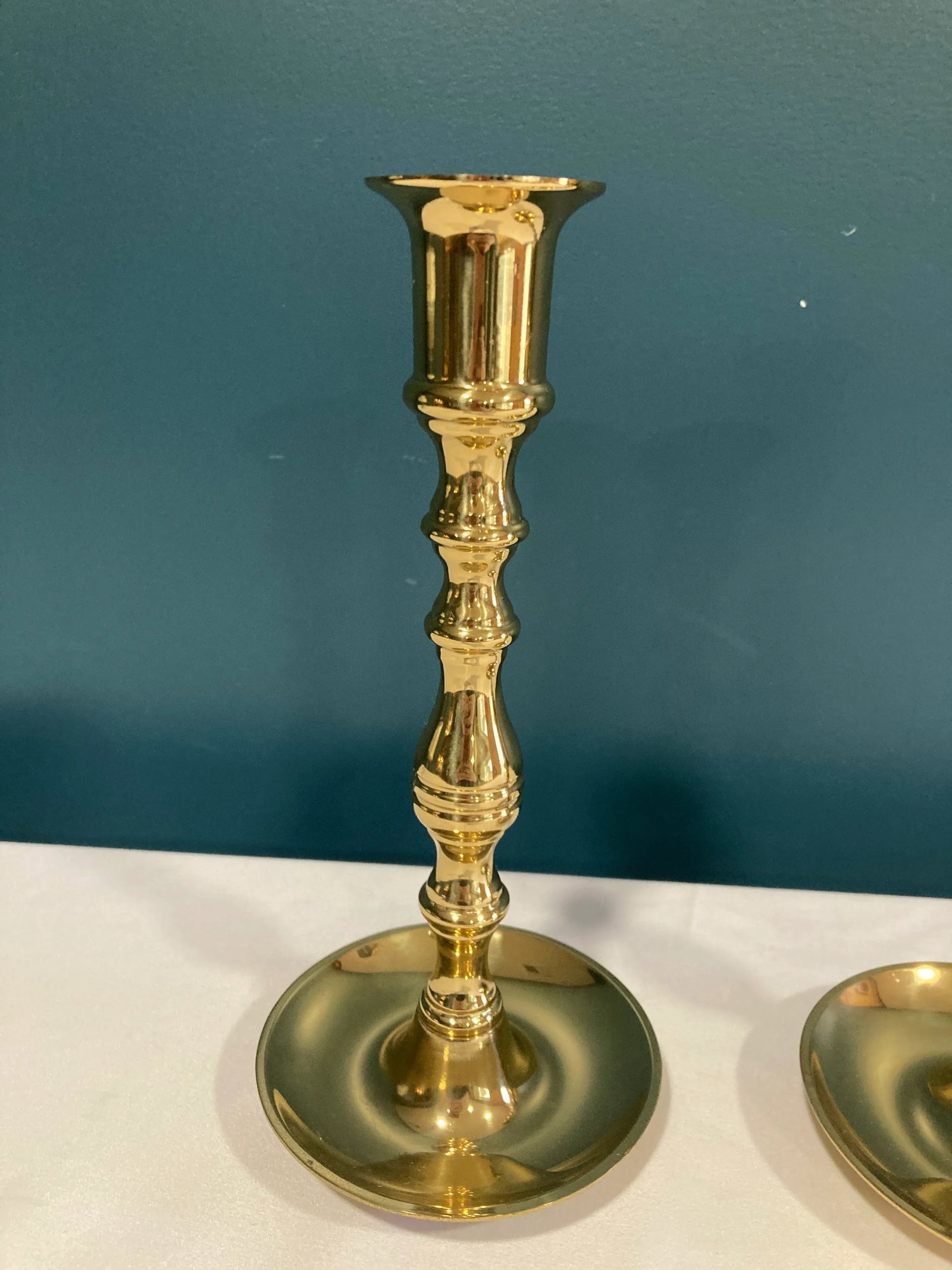 Vintage Brass Portuguese Candlesticks , Set of 2 - 3