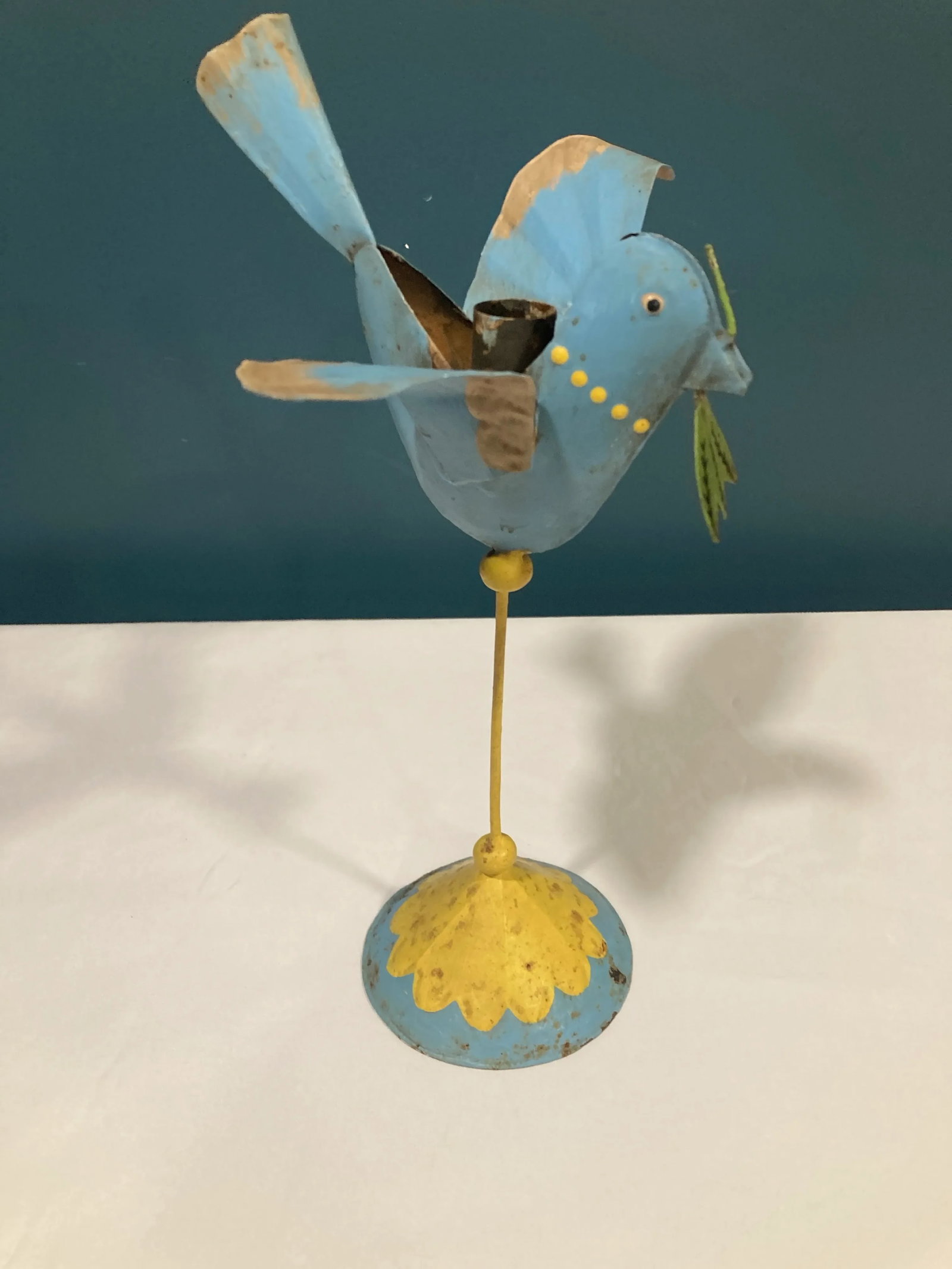 Mid 20th Century Rustic Tin Hand Painted Bird Decor - 11