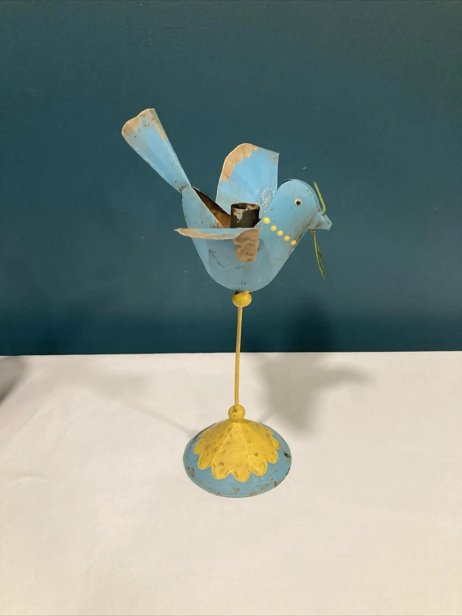 Mid 20th Century Rustic Tin Hand Painted Bird Decor - 2