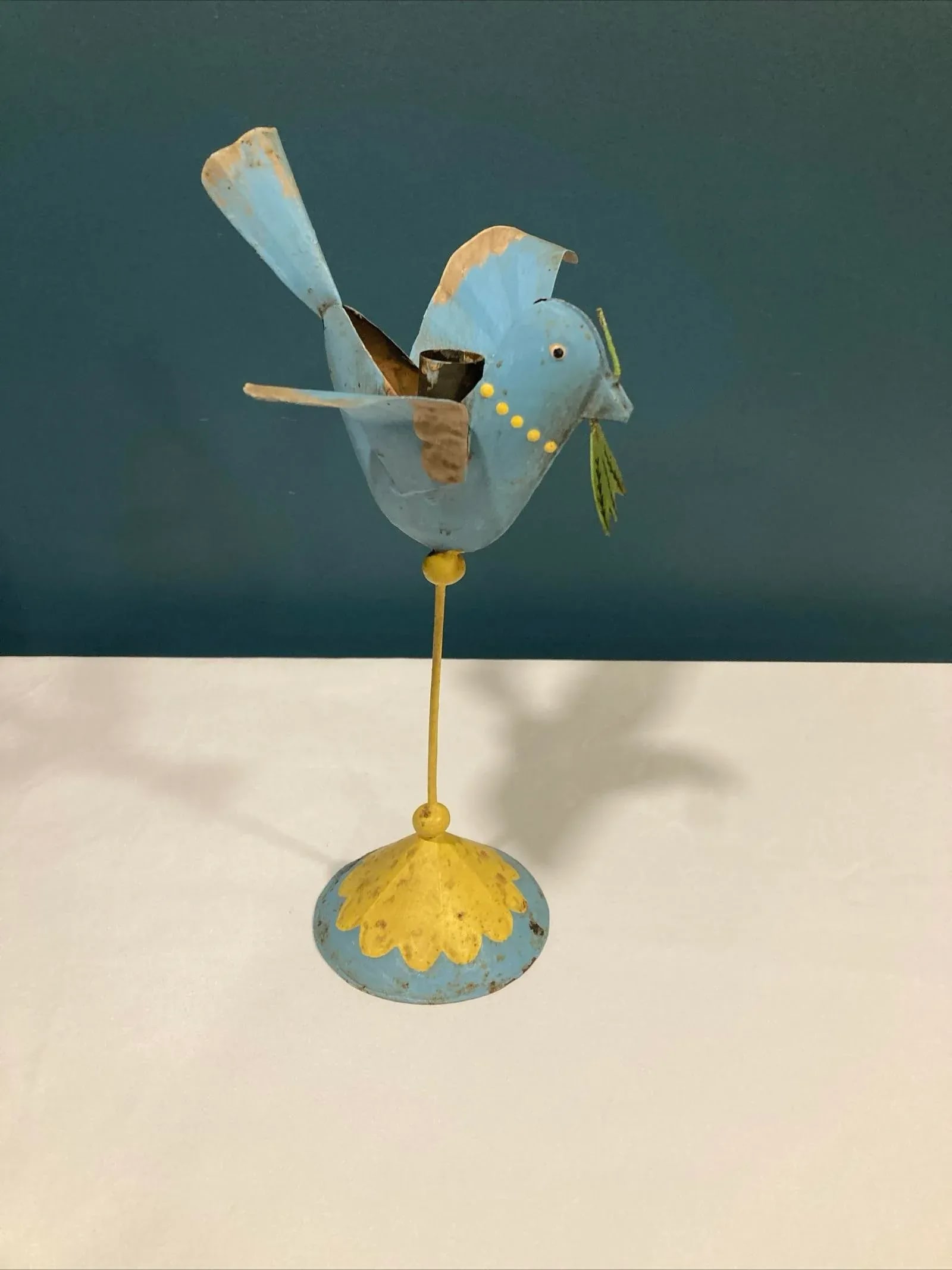 Mid 20th Century Rustic Tin Hand Painted Bird Decor - 3