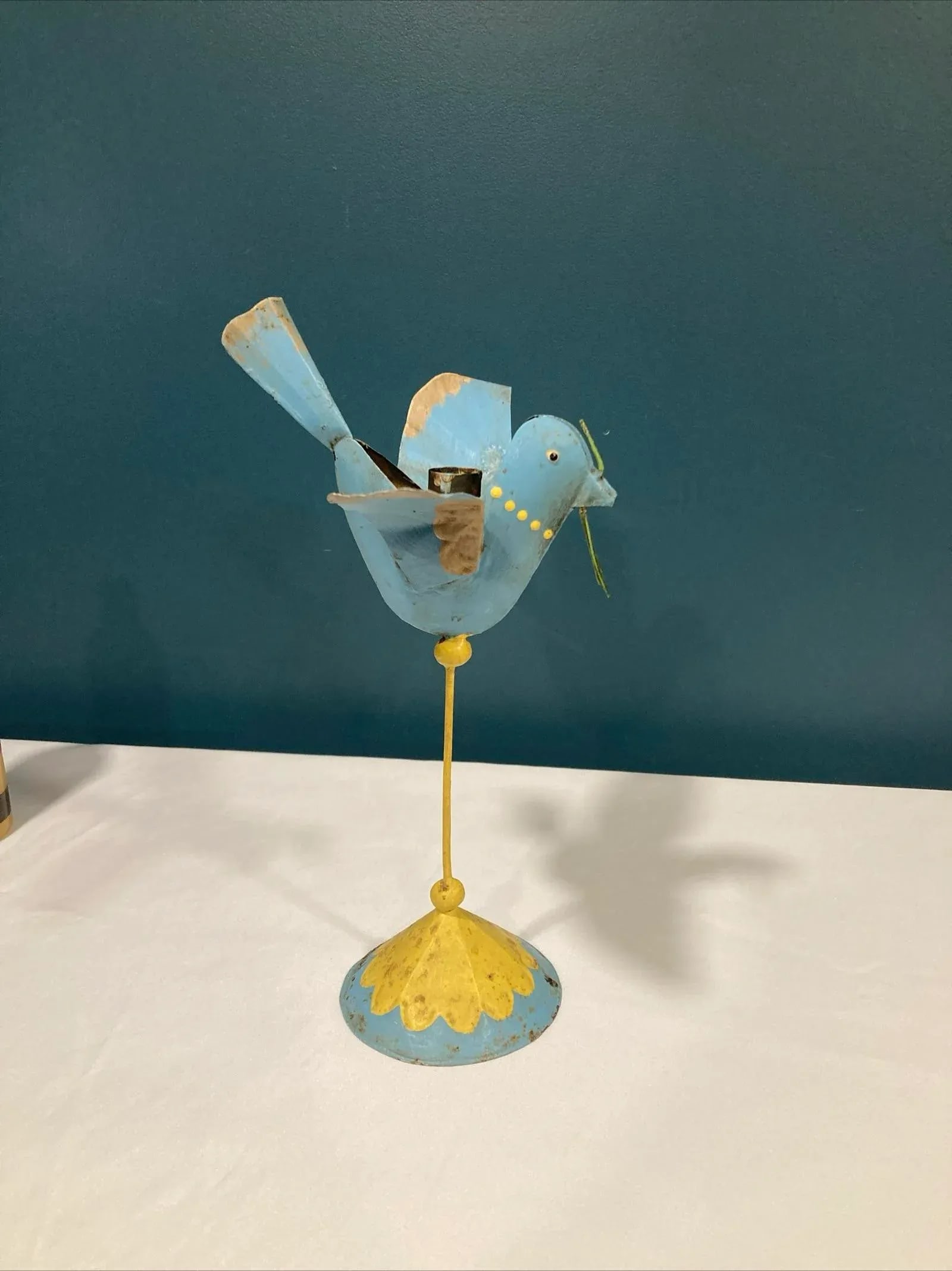 Mid 20th Century Rustic Tin Hand Painted Bird Decor - 5