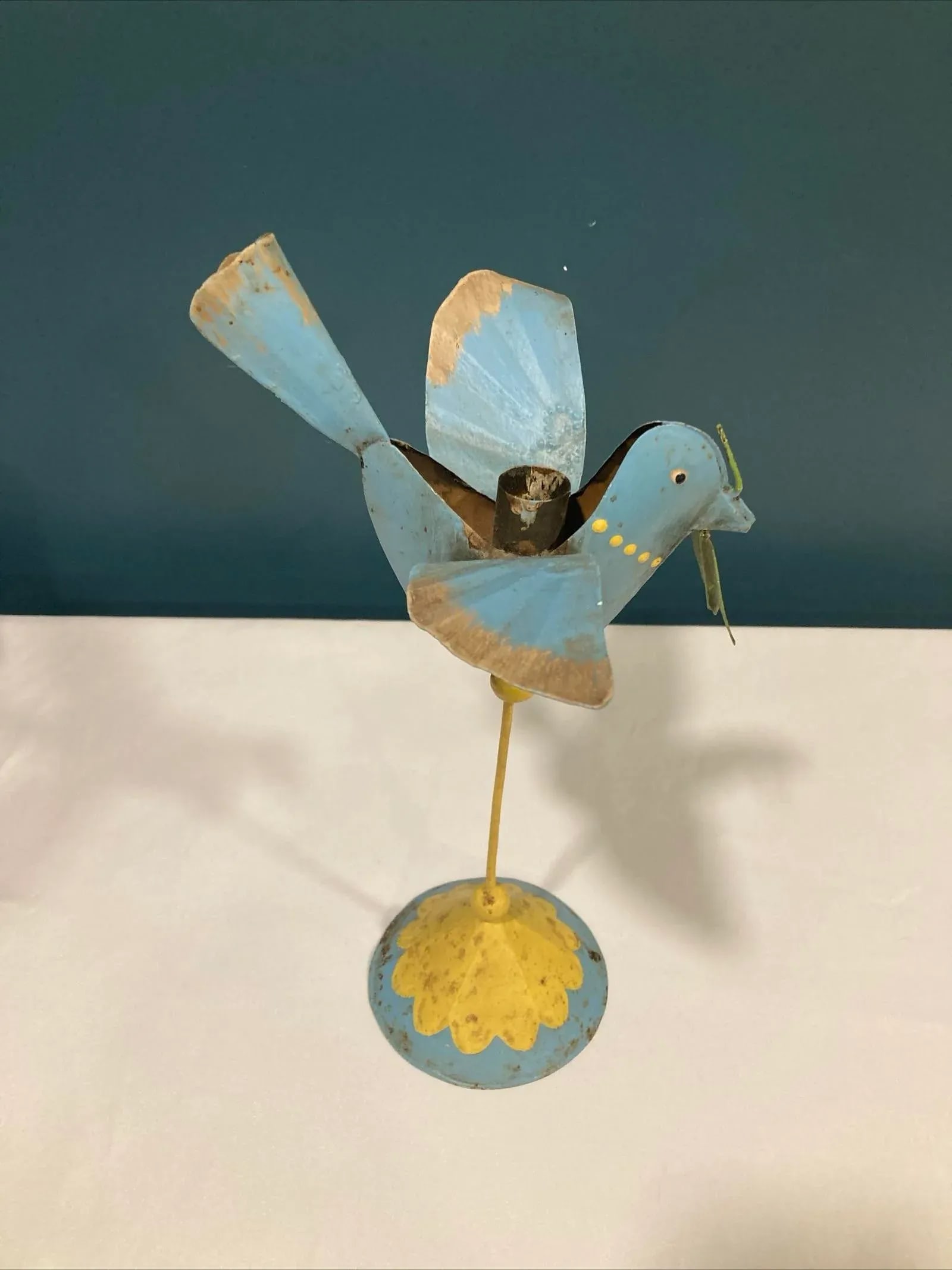 Mid 20th Century Rustic Tin Hand Painted Bird Decor - 6
