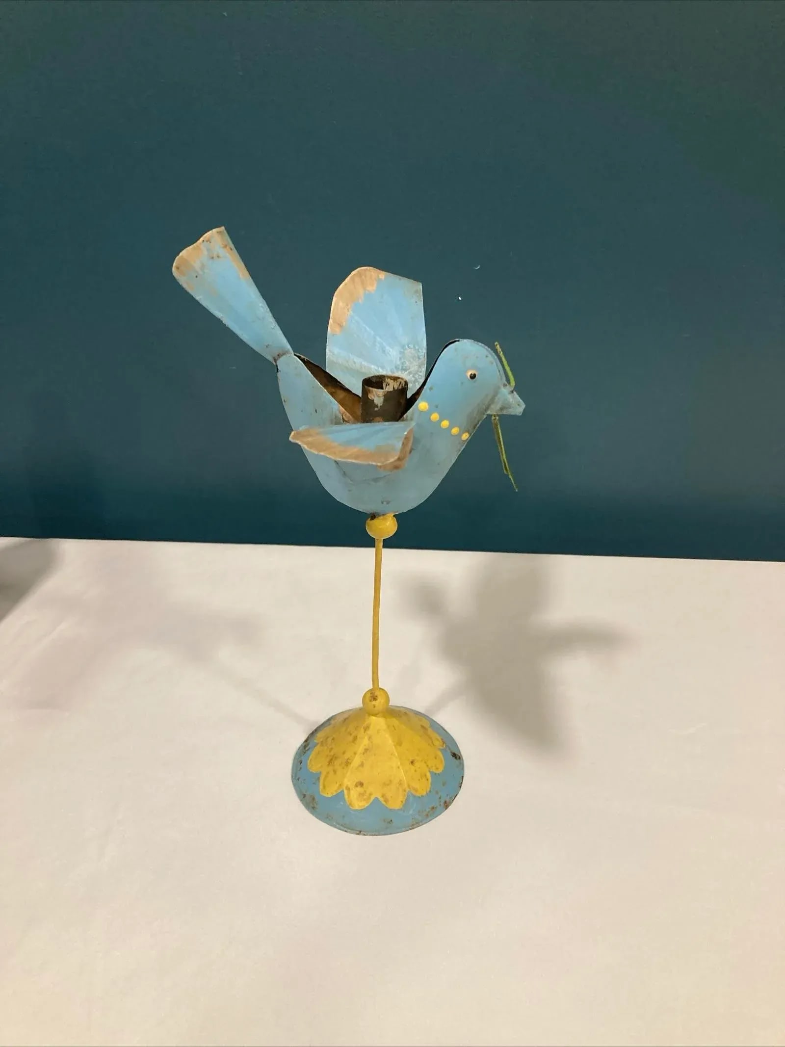 Mid 20th Century Rustic Tin Hand Painted Bird Decor - 7