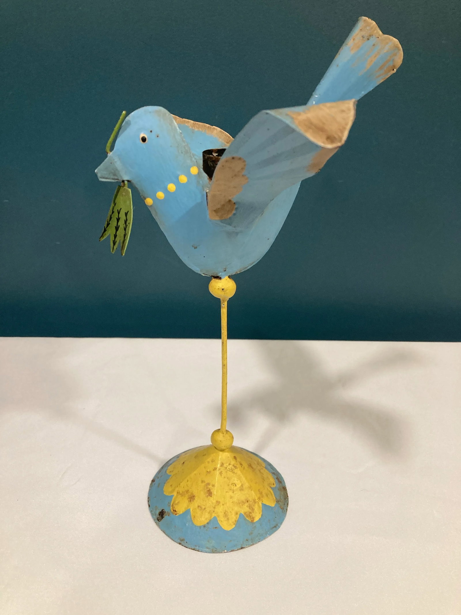 Mid 20th Century Rustic Tin Hand Painted Bird Decor - 8