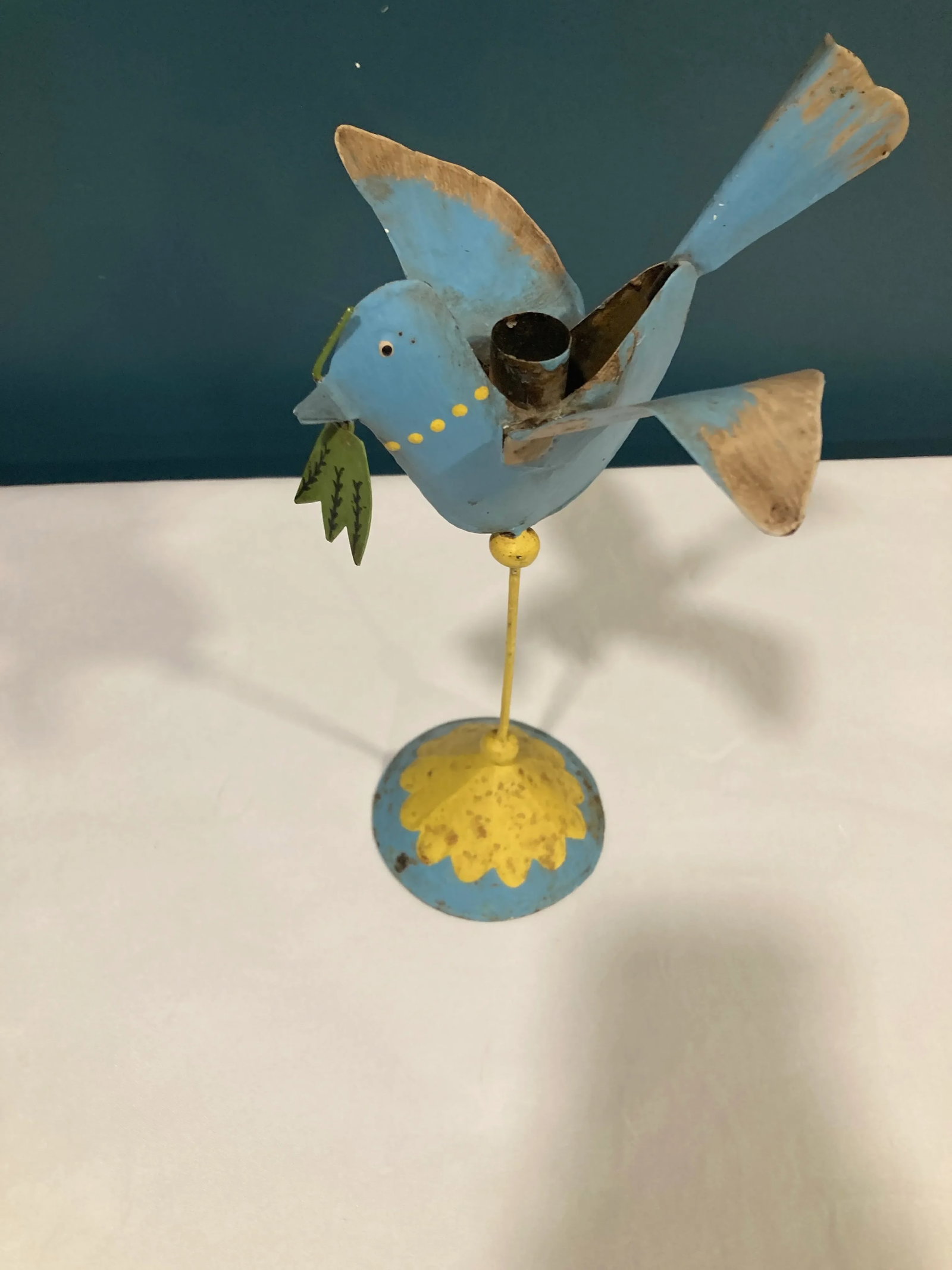 Mid 20th Century Rustic Tin Hand Painted Bird Decor - 9