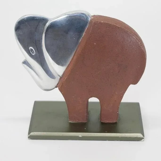 Mid Century Chrome & Polystone Elephant Statue - 3