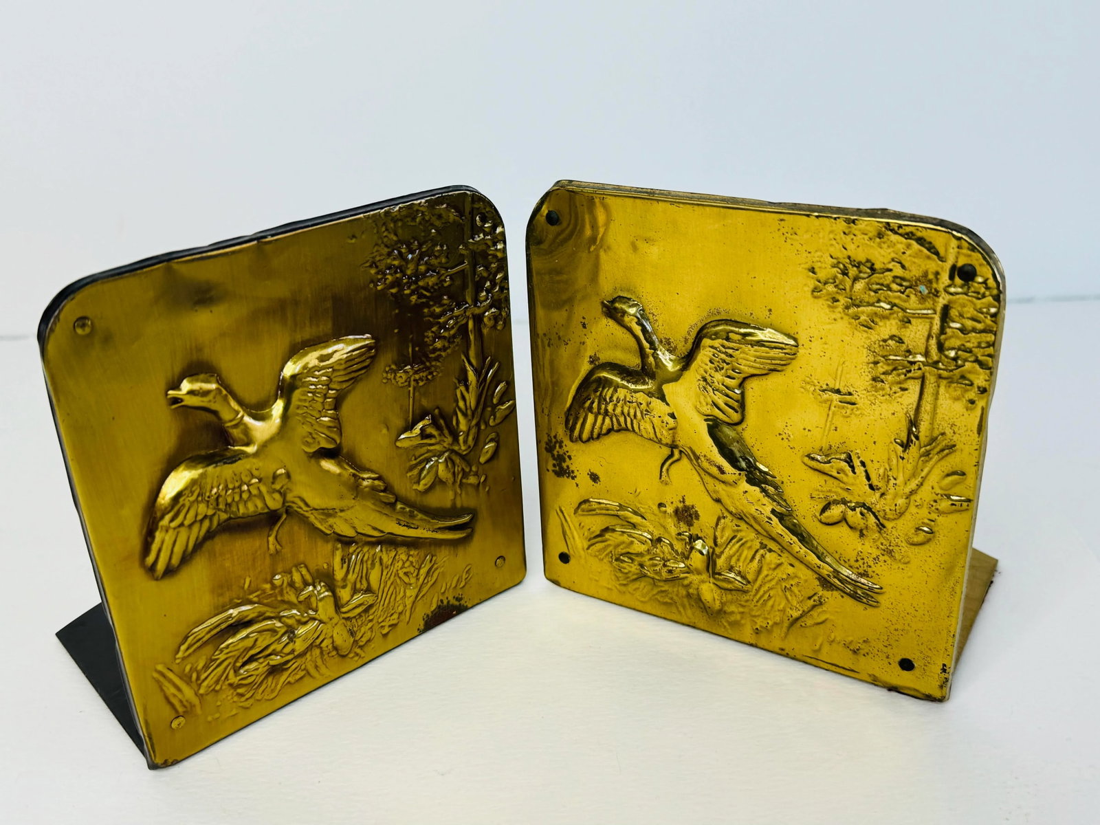 Vintage 1950s Brass Duck Bookends, a Pair - 2