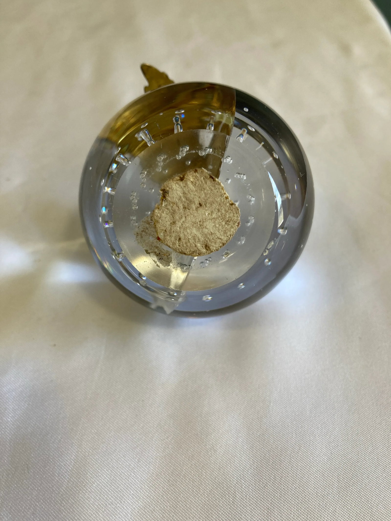 Vintage Glass Apple With Brass Leaves - 4