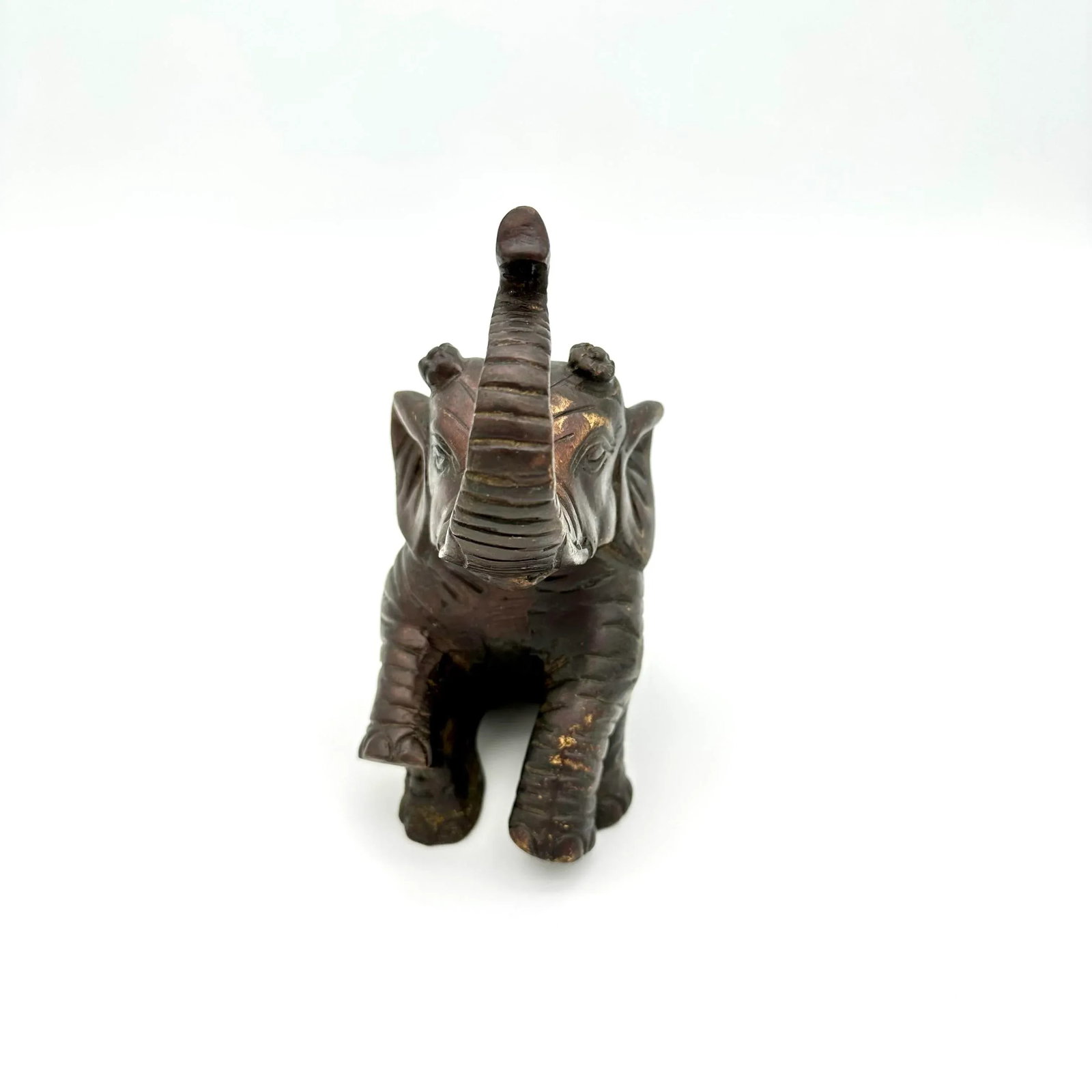 Vintage Bronze Sitting Elephant Figurine - 3