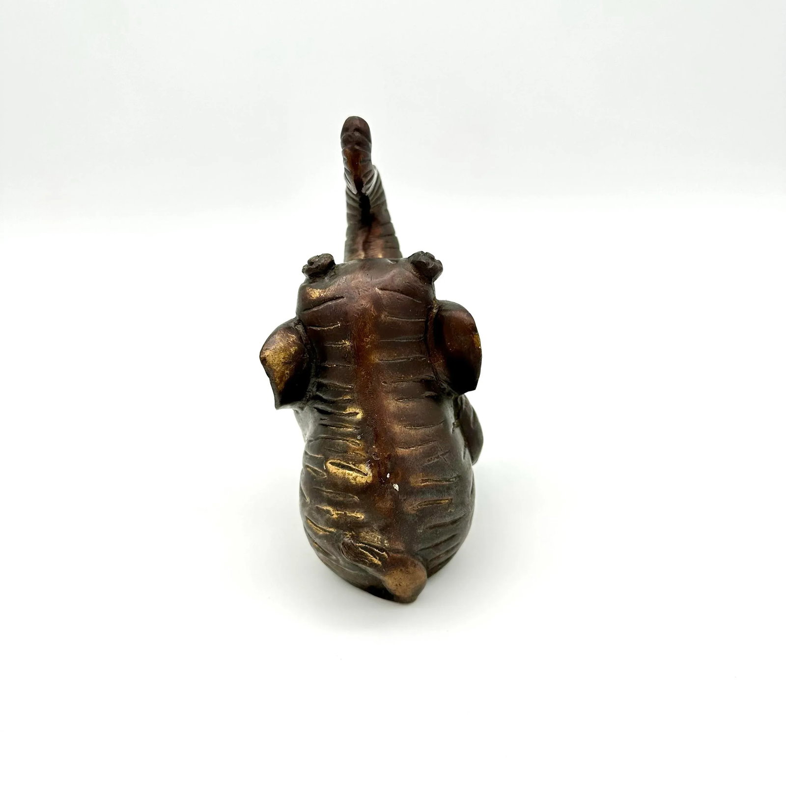 Vintage Bronze Sitting Elephant Figurine - 5