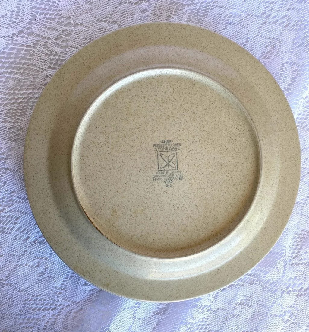 1990s Sears Sahara Japan Orange Dinner Plate - Set of 3, Stoneware, Orange Color Band - 6