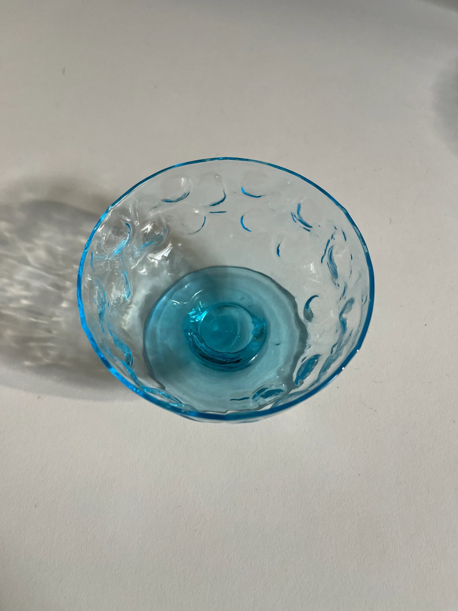 Vintage Mid-Century Modern Anchor Hocking Lido Milano Blue Sherbet/Dessert Crinkle Glasses- Set of 4 - 8