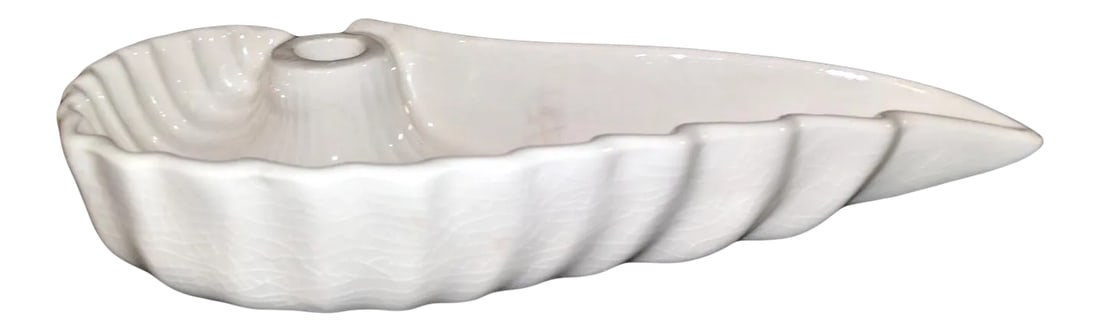 Retro U.S.A. Pottery Stamped White Dish Candle Holder Scalloped Teardrop Ceramic: Vintage retro USA Pottery Stamped White Dish. Trinket dish, candle holder, holiday serving dish, coin catcher, ashtray, really whatever you could think of!! It is a beautiful piece that would be a
