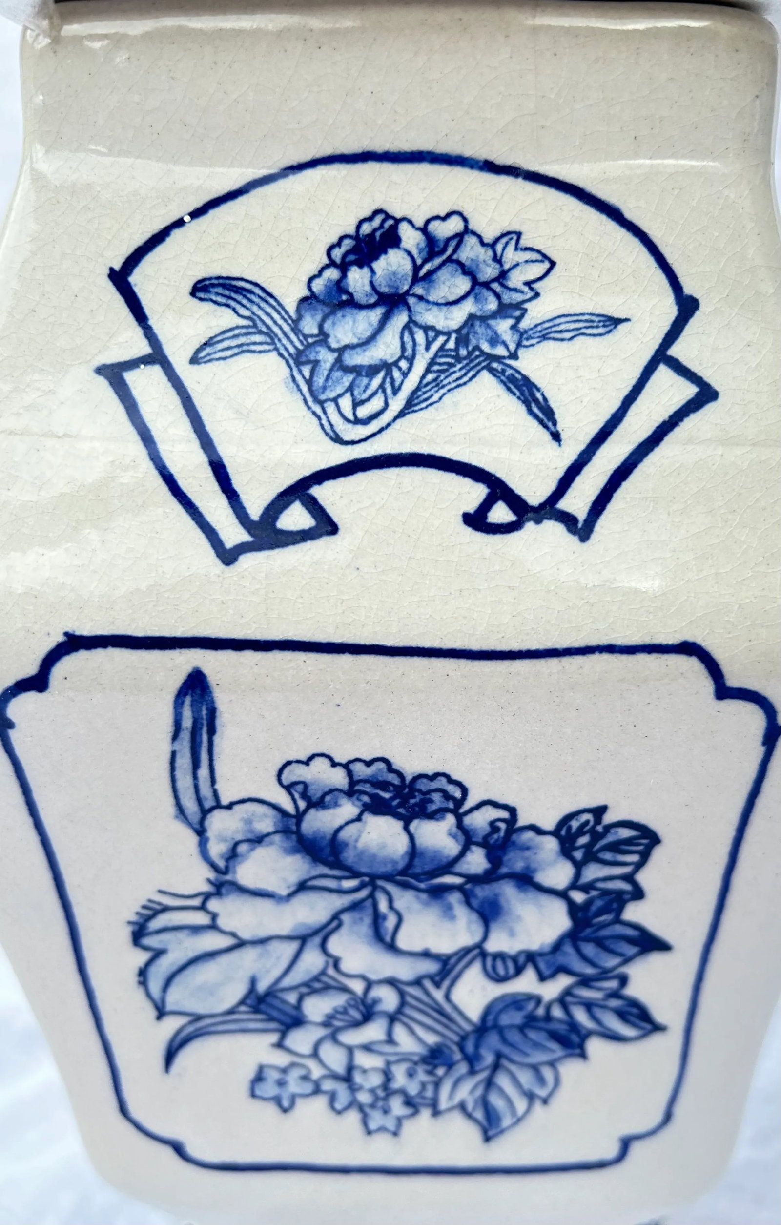 Late 20th Century Delft Style Blue and White Floral Lidded Vase - 9