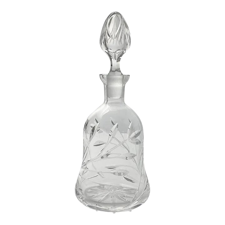 Vintage 1970s American Crystal Wine Decanter, Leaf Plant Cuts, Barware: Vintage 1970s American Crystal Wine Decanter 10" 18oz Leaf Plant Cuts, Barware. No chips, cracks, or fleabites. Height 10" Length 4" Holds 18oz Circa 1970s Condition: Alterations: Original Condi