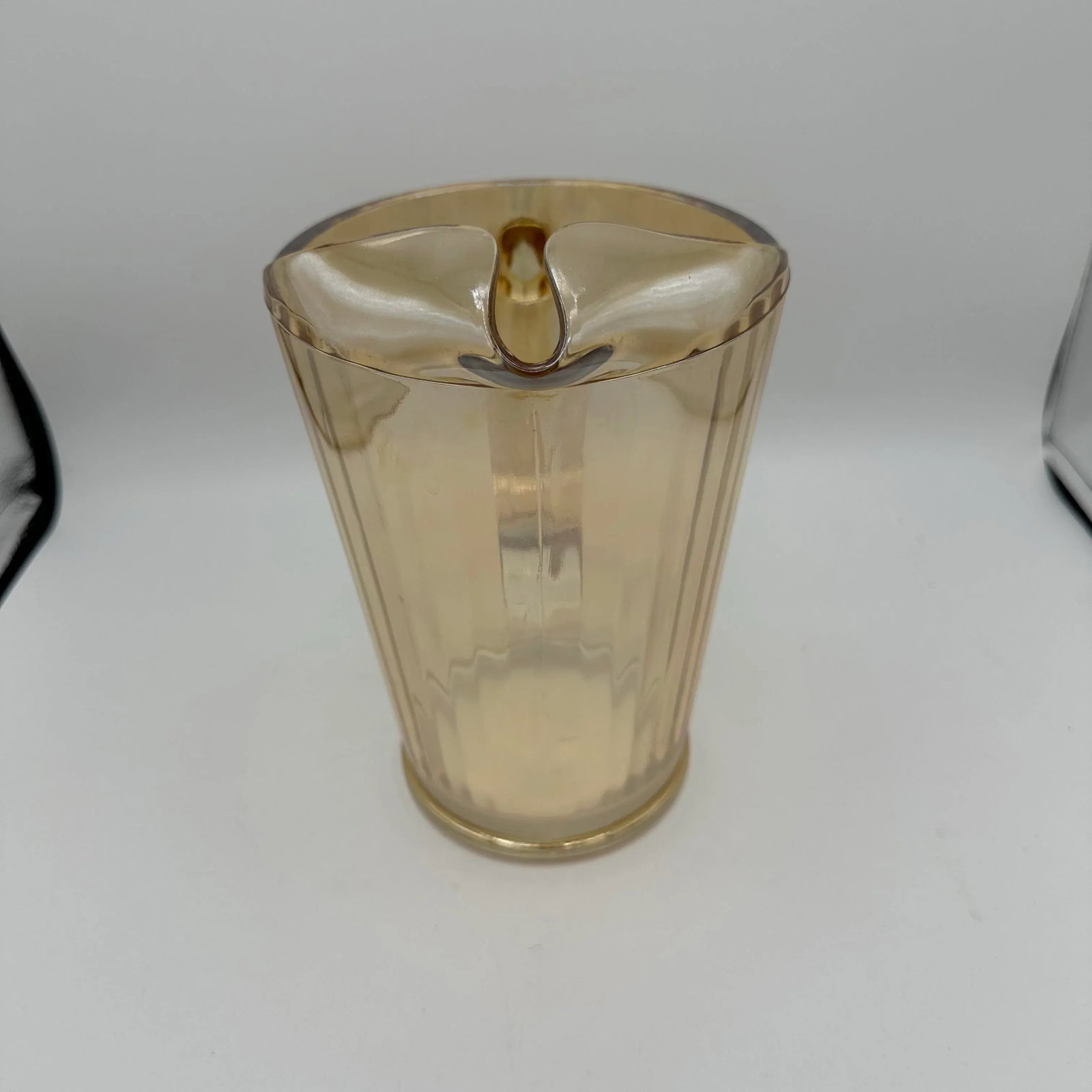1950s Carnival Glass Jeanette Marigold Orange Irredescent Lusterware Pitcher - 2